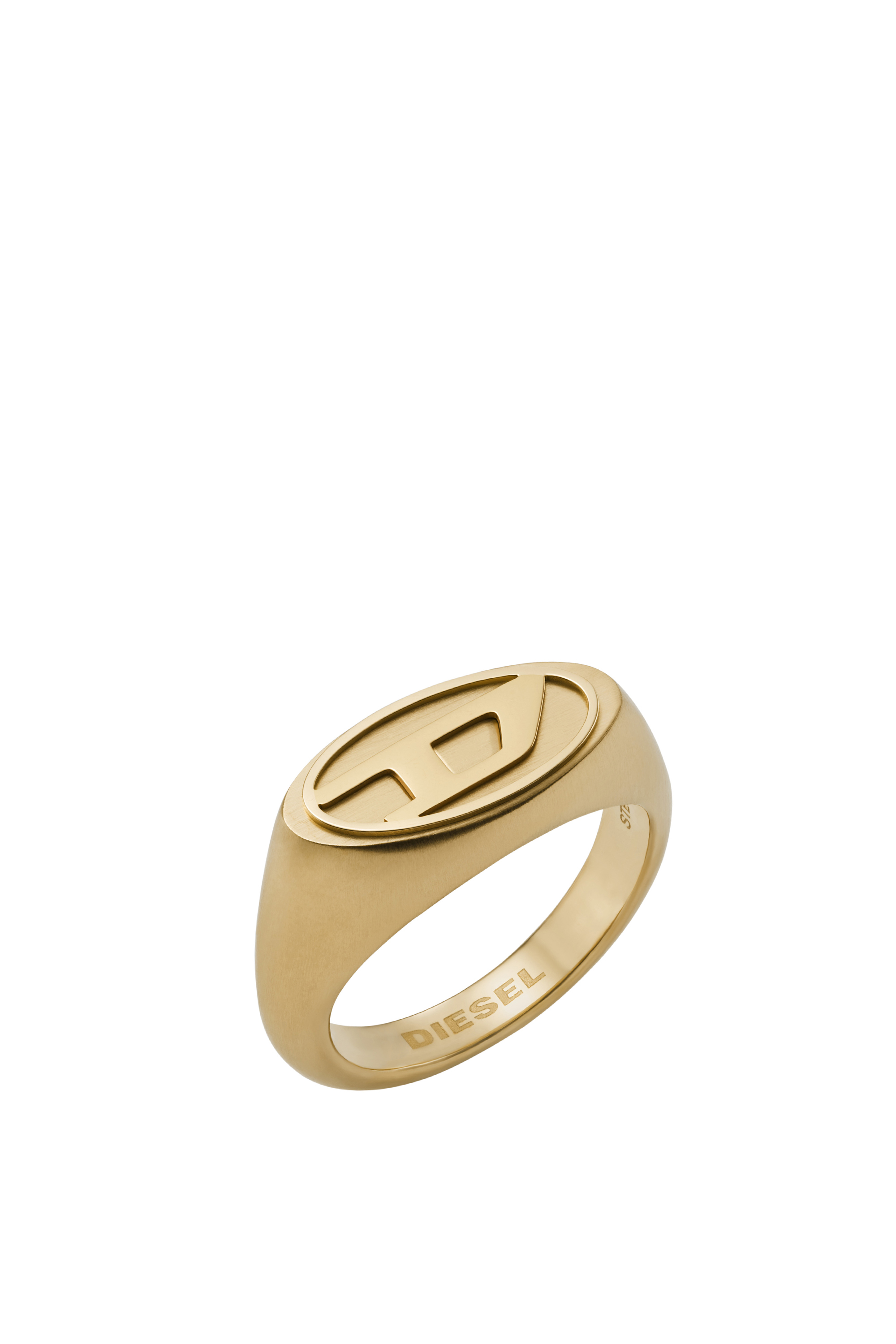 Diesel - DX1376, Unisex's Gold Stainless Steel D Logo Ring in Gold - 1