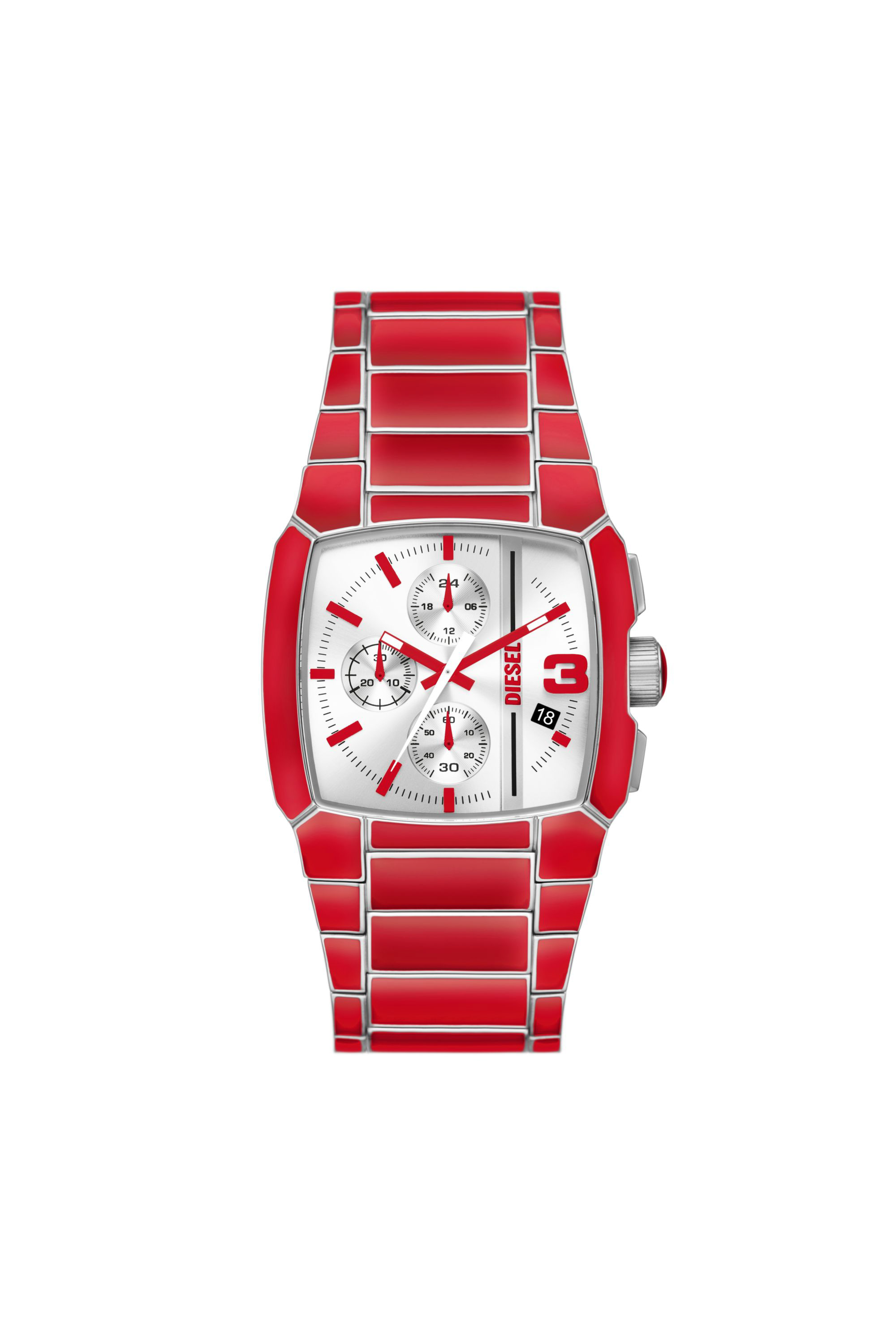 Diesel - DZ4637, Unisex's Cliffhanger red enamel and stainless steel watch in Red - 1