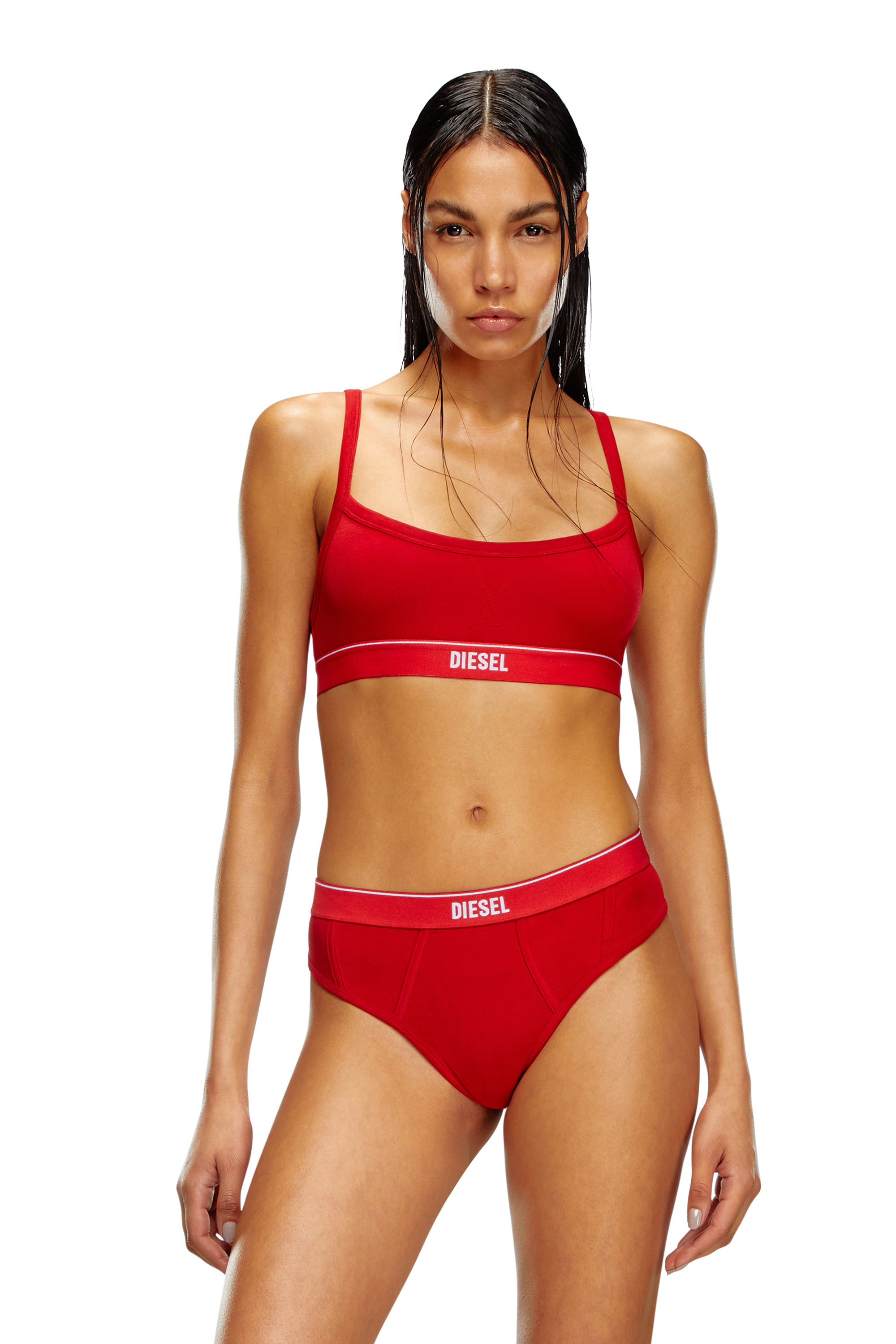 Diesel - UFSB-GRETA, Woman's Bralette with logo band in Red - 1