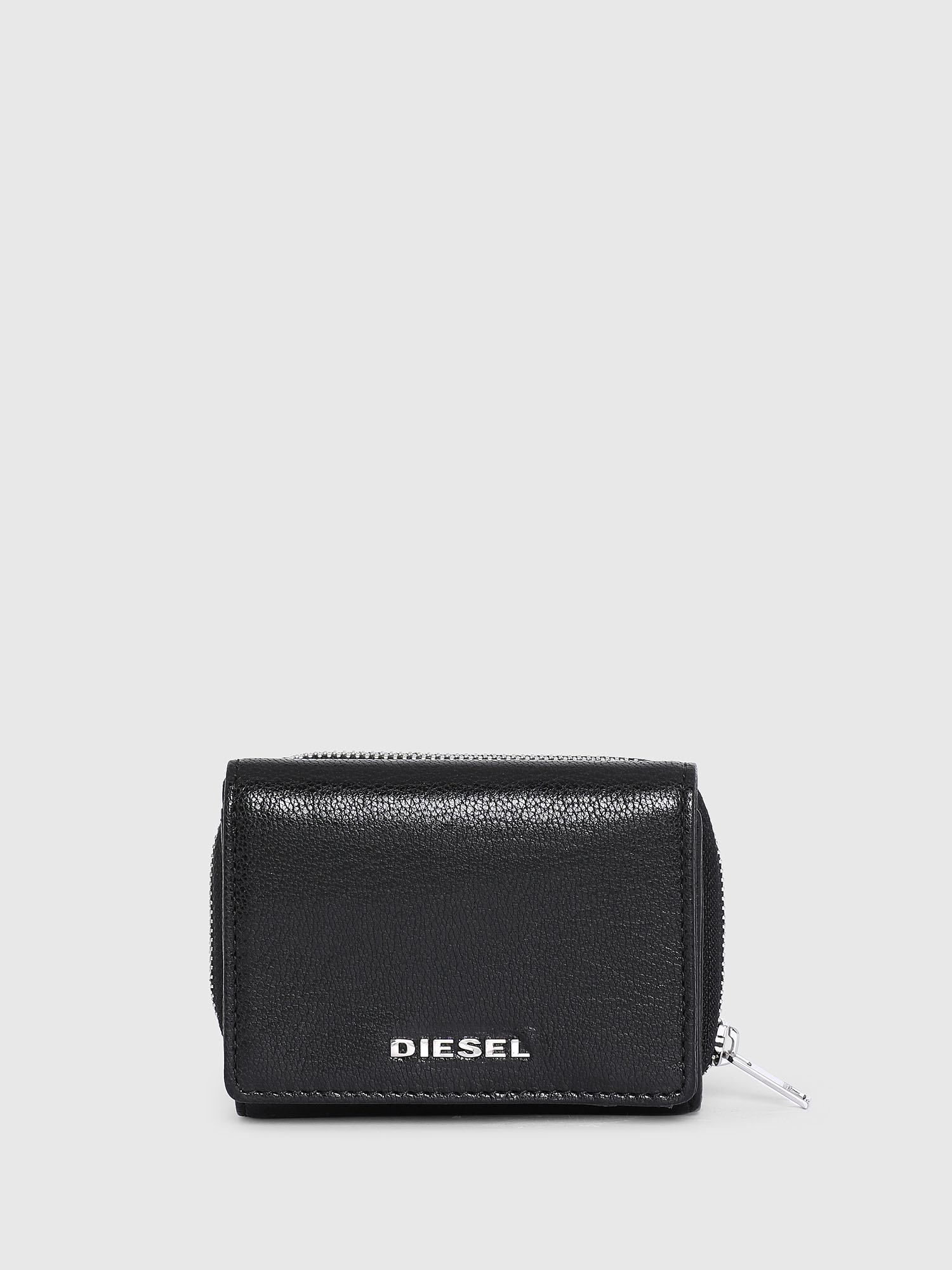 Diesel - SPEJAP, Man's Tri-fold wallet with colour detail in Black/Grey - 1