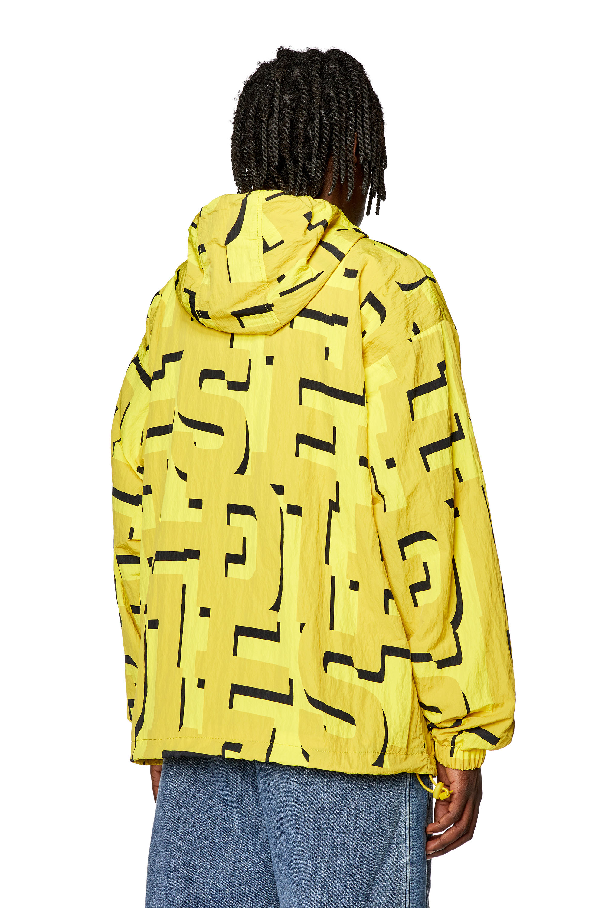 Diesel - J-JASS-MON-PRINT, Man's Nylon windbreaker with monogram print in Yellow - 4