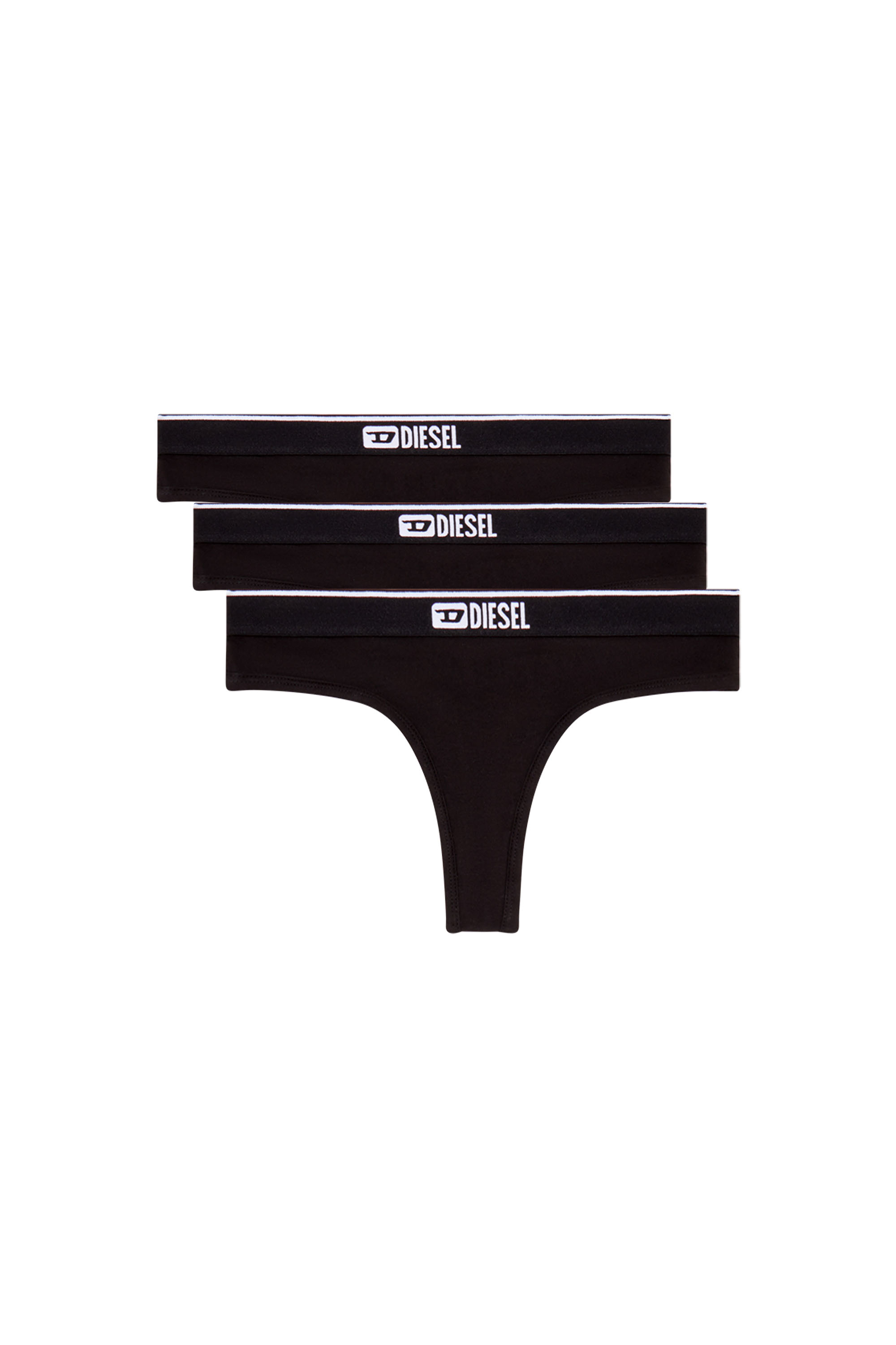 Diesel - UFST-STARSEY-THREEPACK, Woman's Three-pack of thongs with logo waist in Black - 1