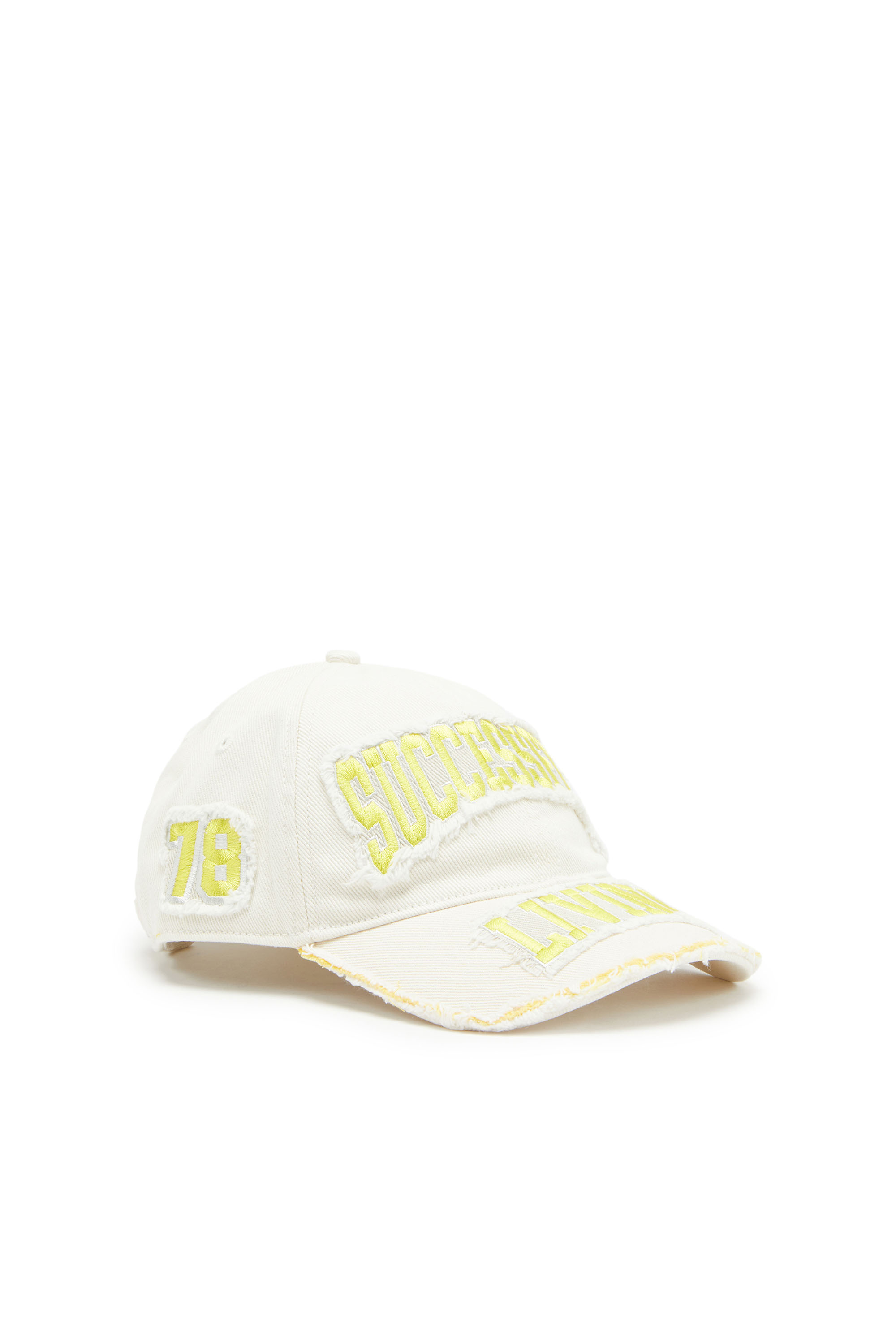 Diesel - C-GUS, Man's Baseball cap with embroidered patches in White - 1