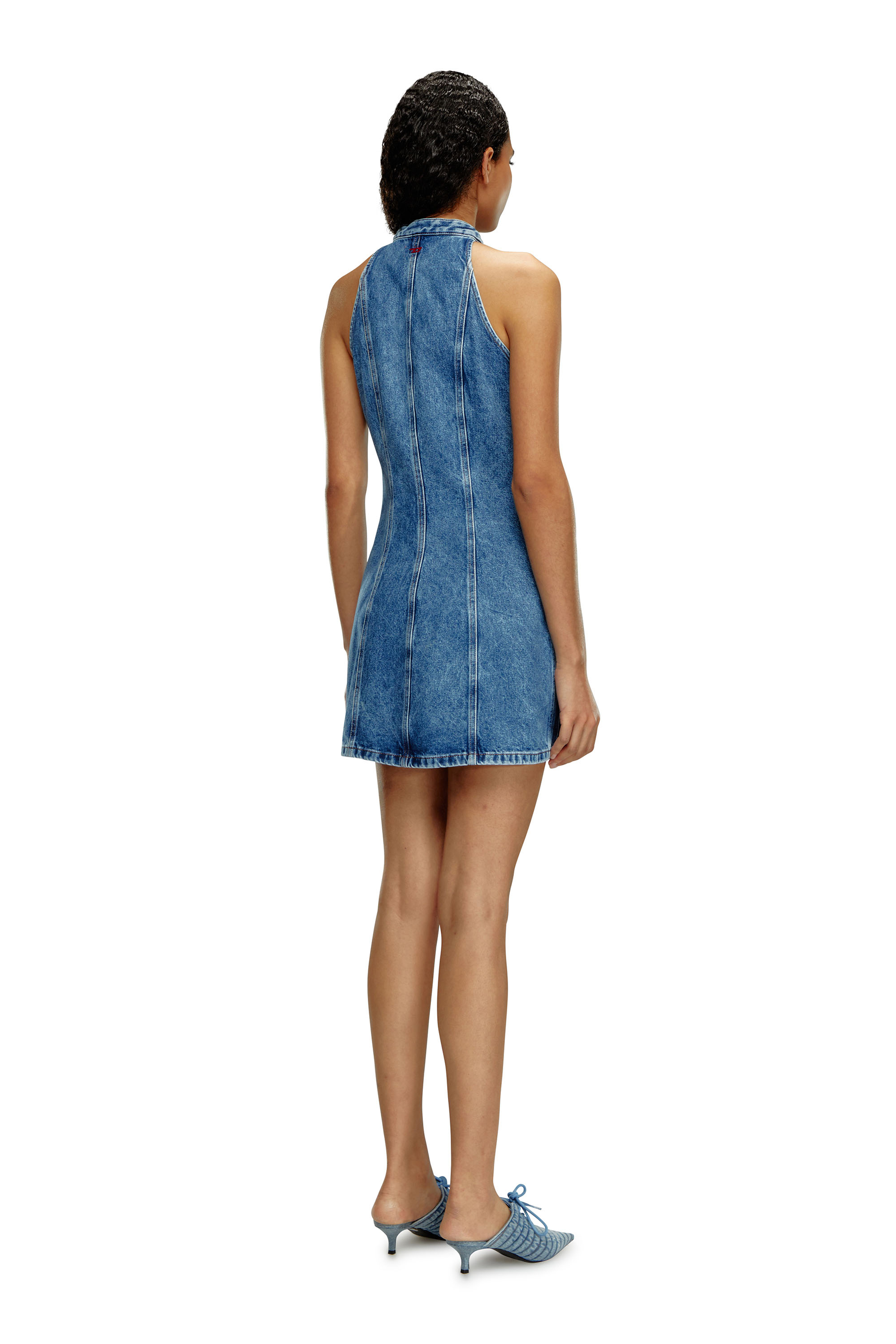Diesel - DE-LULU-SHORT, Woman's Mini dress in stretch denim in Light Blue - 3