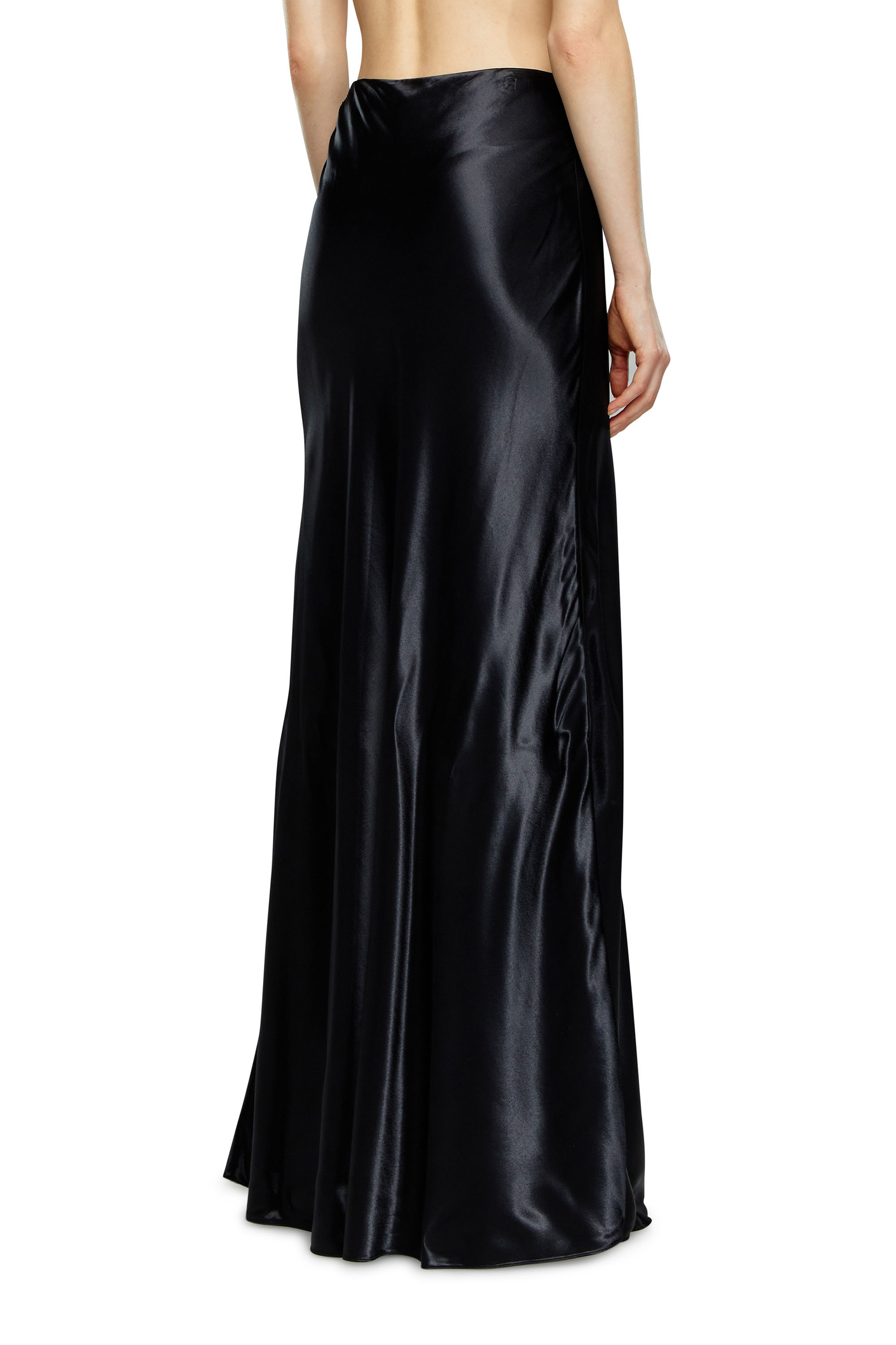 Diesel - O-SYREN, Woman's Long satin skirt in Black - 4