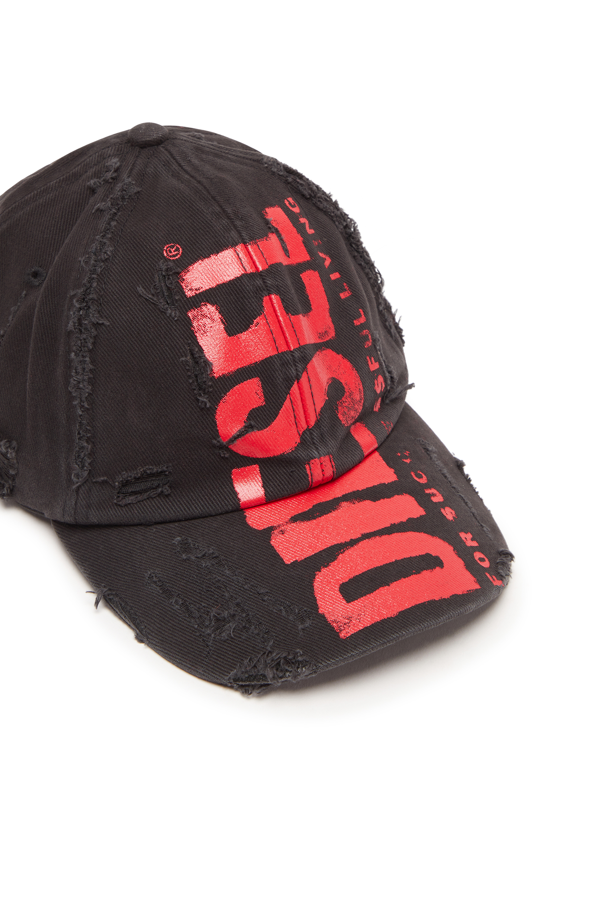 Diesel - C-EWAN, Unisex's Baseball cap with Diesel lettering in Black/Red - 3