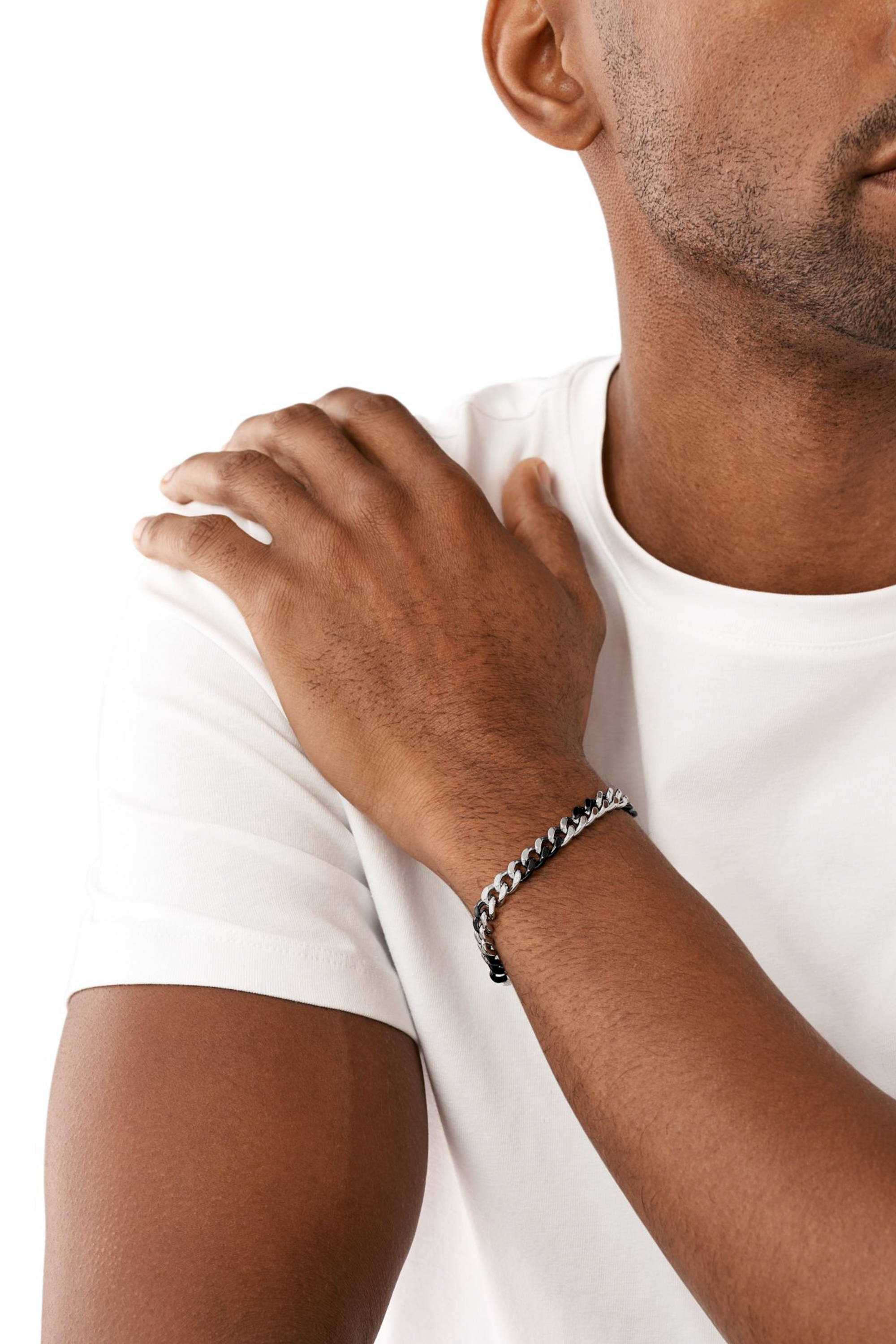 Diesel - DX1498, Unisex's Two-Tone stainless steel chain bracelet in Silver/Black - 3