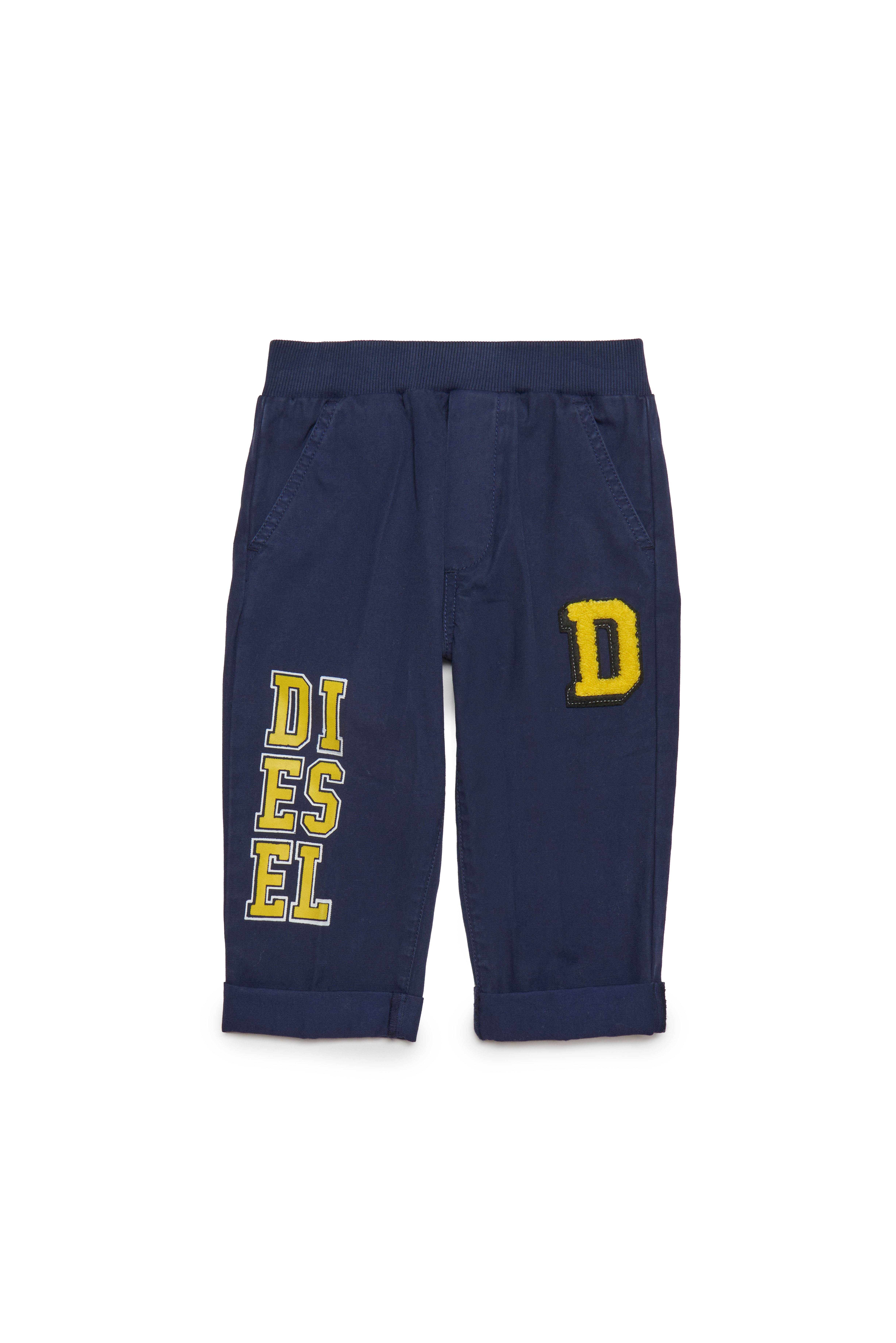 Diesel - PETIB, Man's Cotton pants with varsity logos in Blue - 1