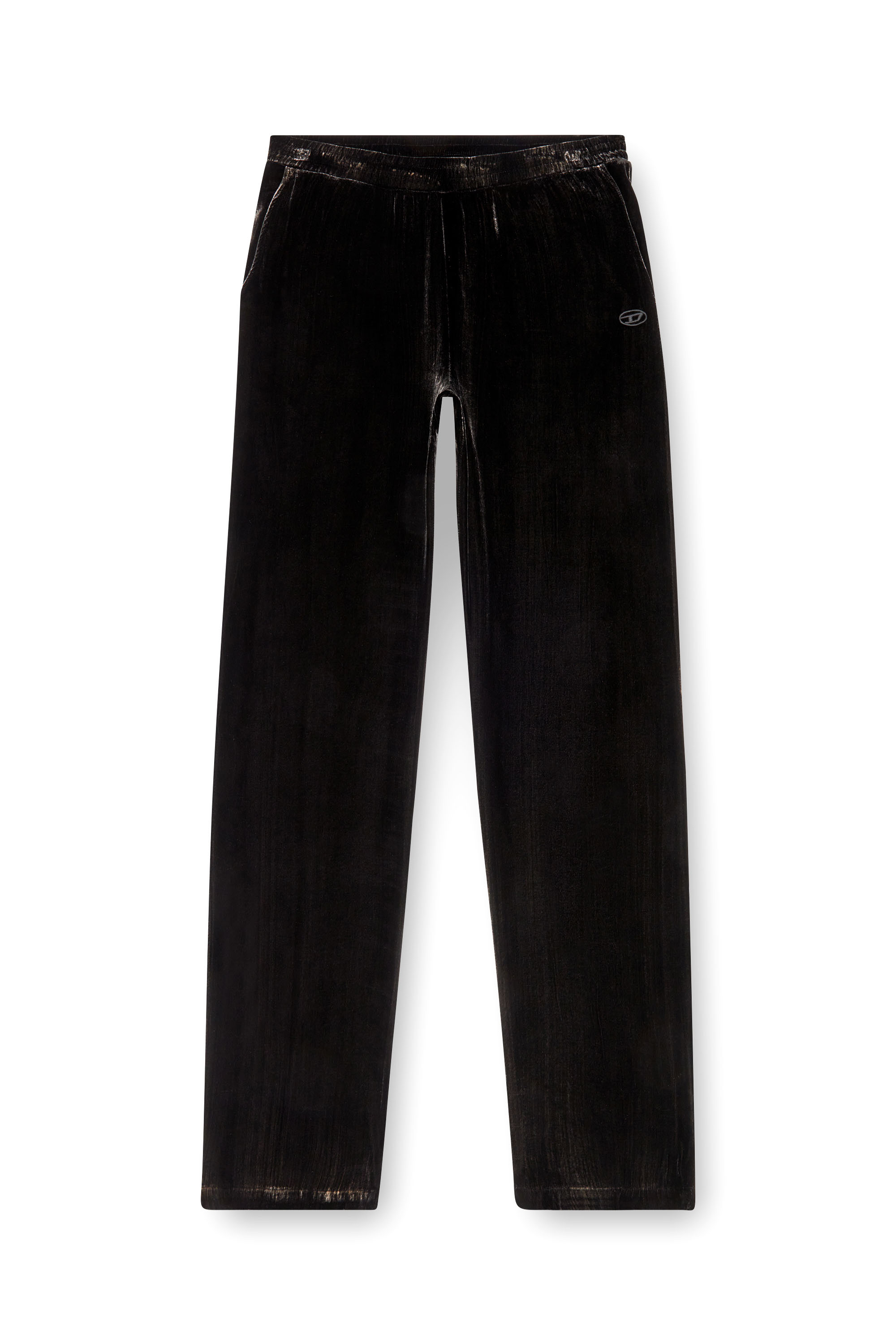 Diesel - P-SALFORD, Man's Track pants in treated velvet in Black - 3
