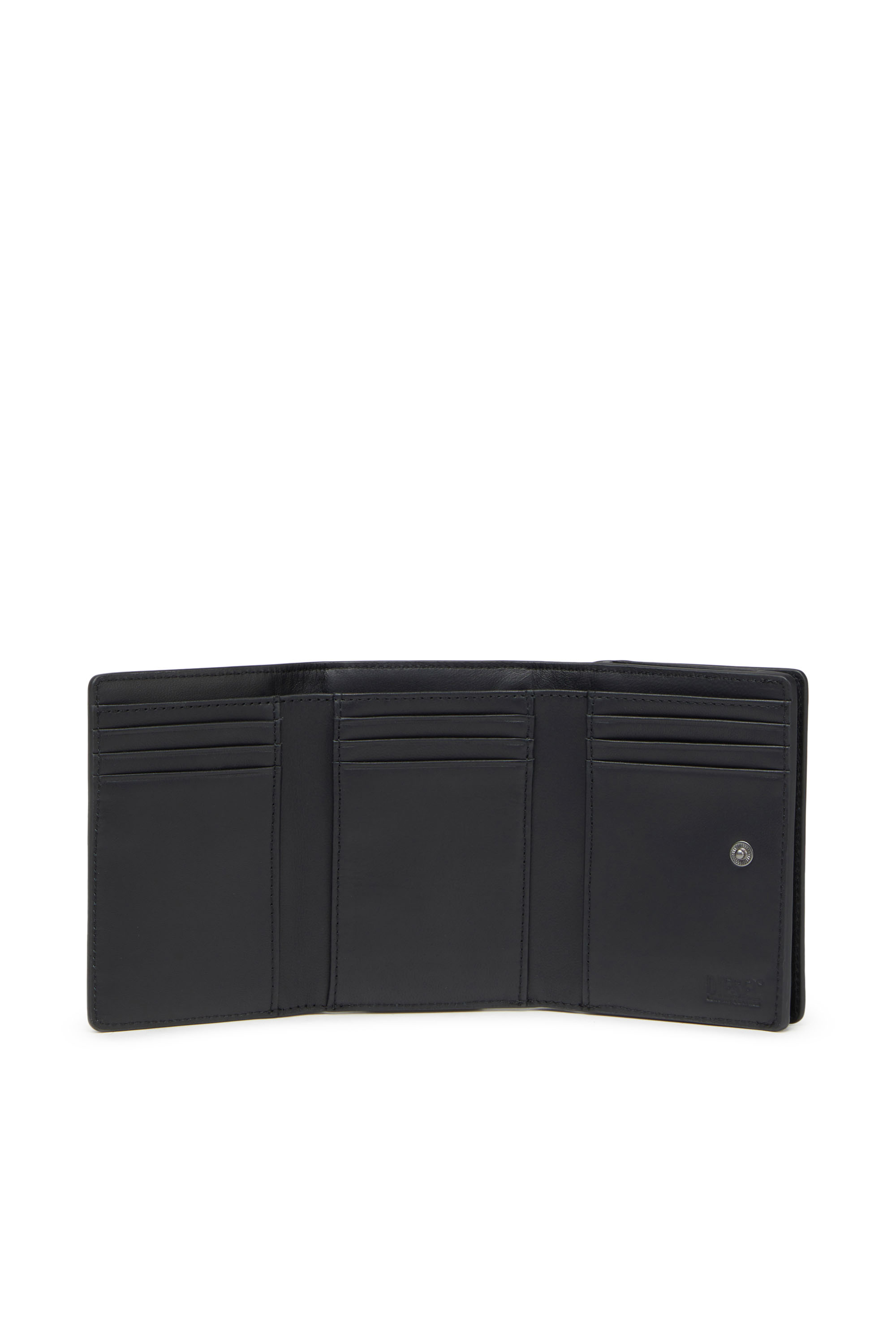 Diesel - TRI-FOLD COIN S, Unisex's Tri-fold wallet in perforated leather in Black - 3
