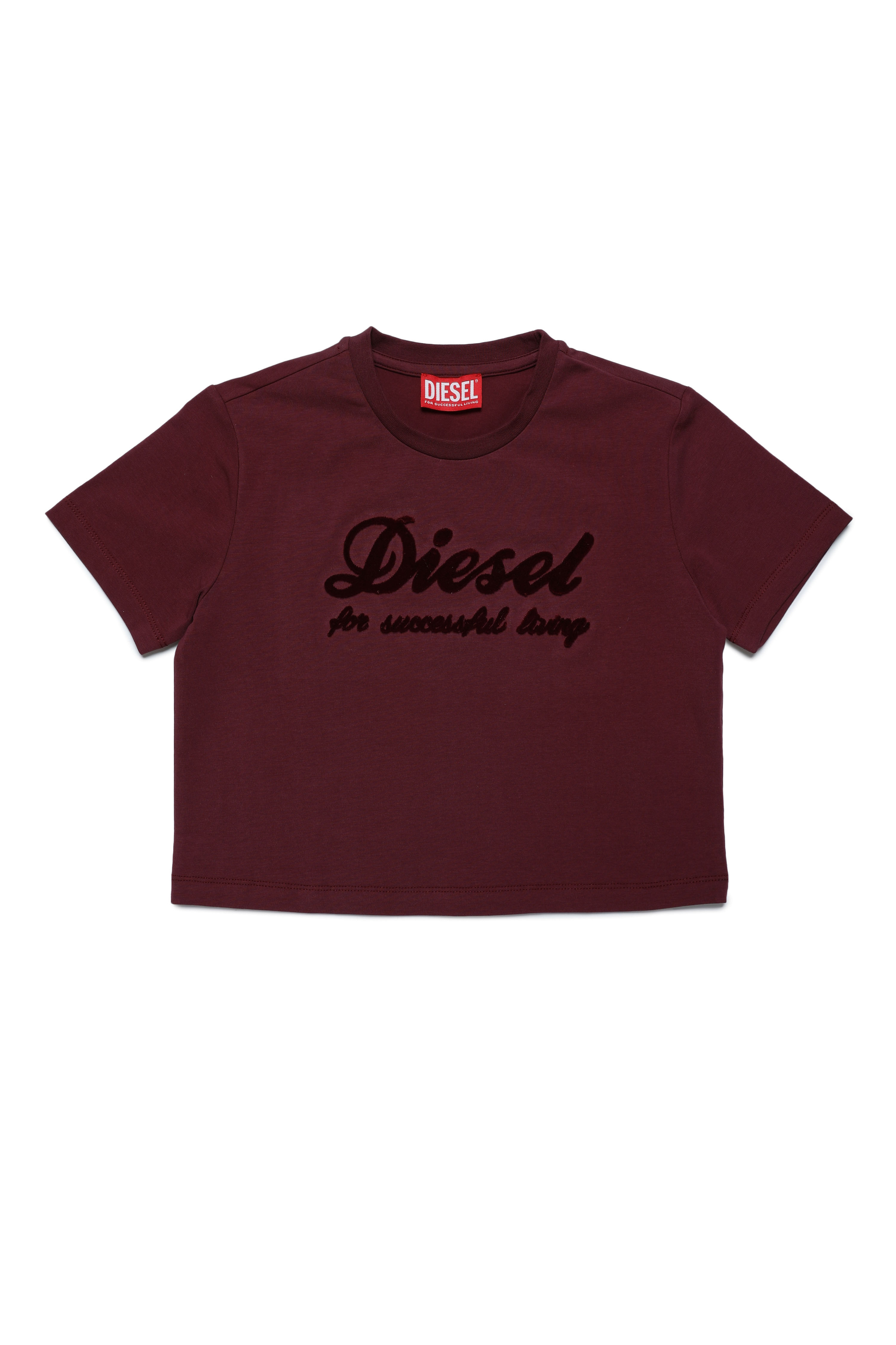 Diesel - TYFRIFSL, Woman's T-shirt with fuzzy script logo in Dark Violet - 1