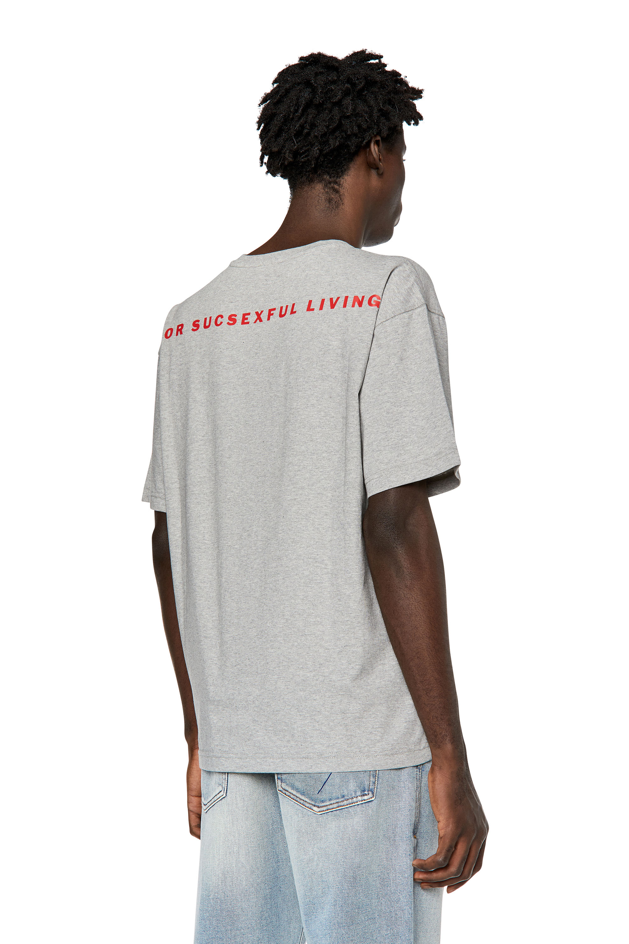 Diesel - DX-T-NLABEL, Man's Mélange T-shirt with Durex logo in Light Grey - 4
