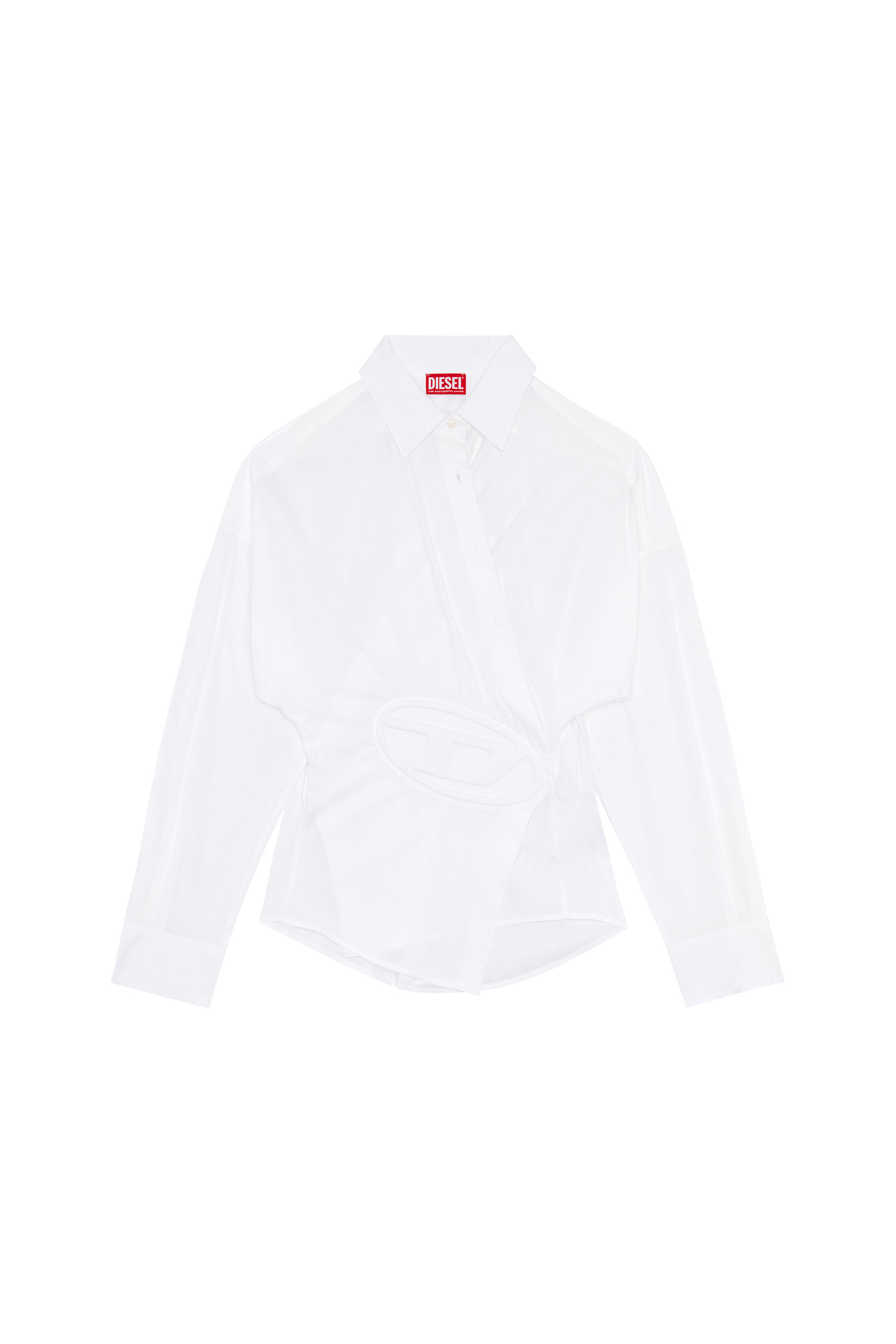 Diesel - C-SIZ-N1, Woman's Wrap shirt with embossed logo in White - 3