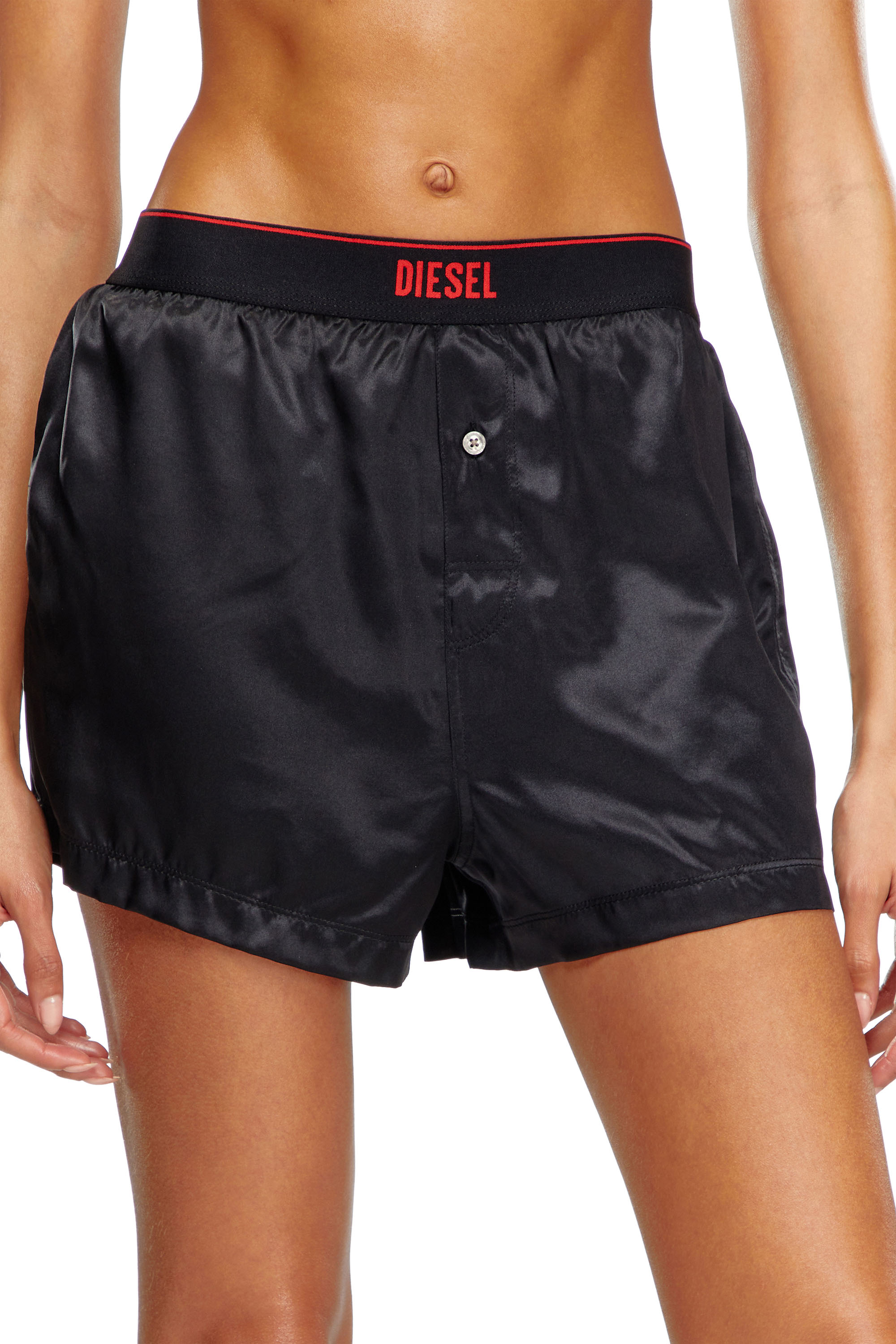 Diesel - UUBX-STARK-EL, Unisex's Silk boxers with logo waist in Black - 4