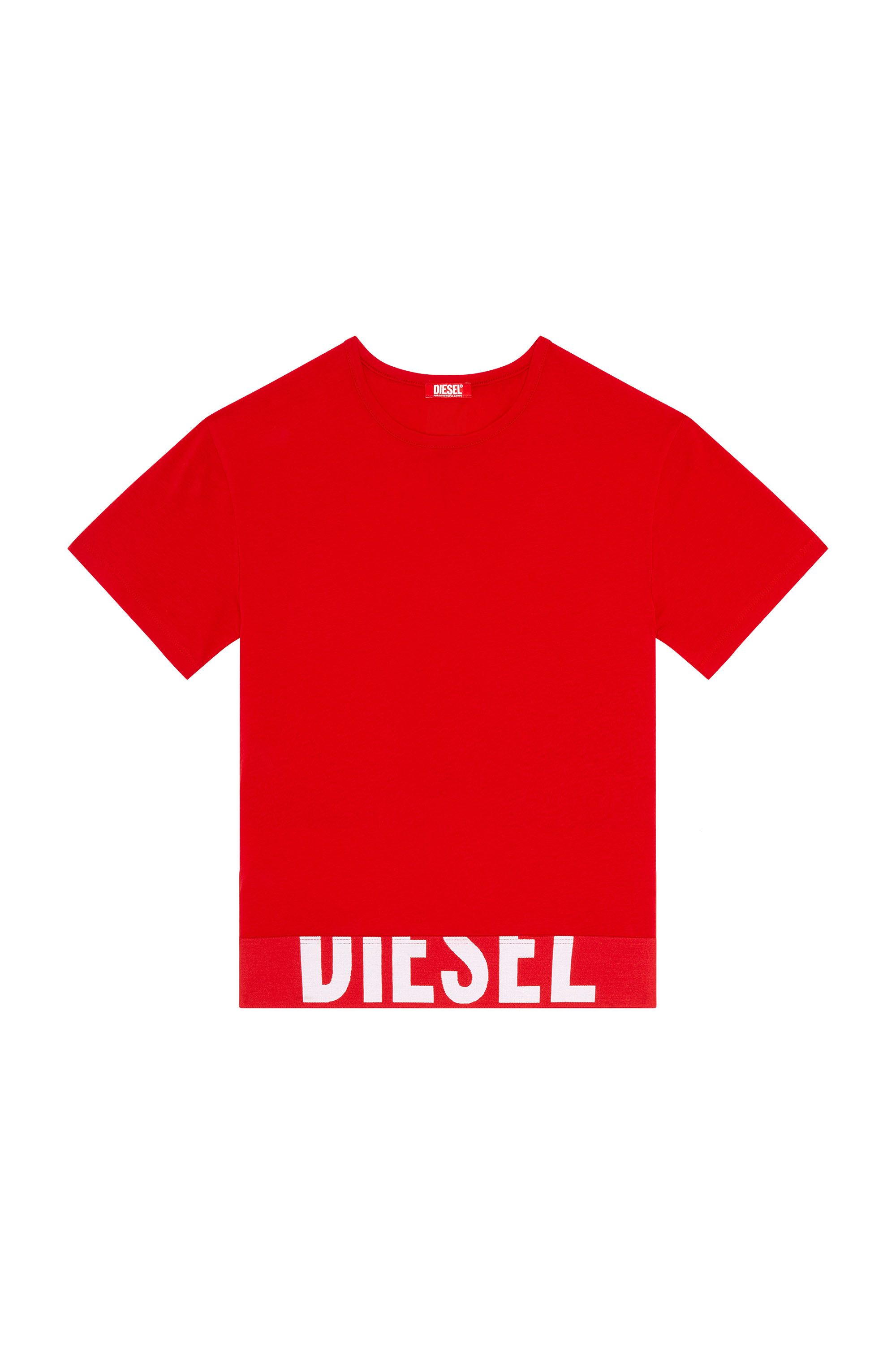 Diesel - UFTEE-SPORT-CROPPED-T-SHIRT, Woman's Sporty cropped top with logo band in Red - 4
