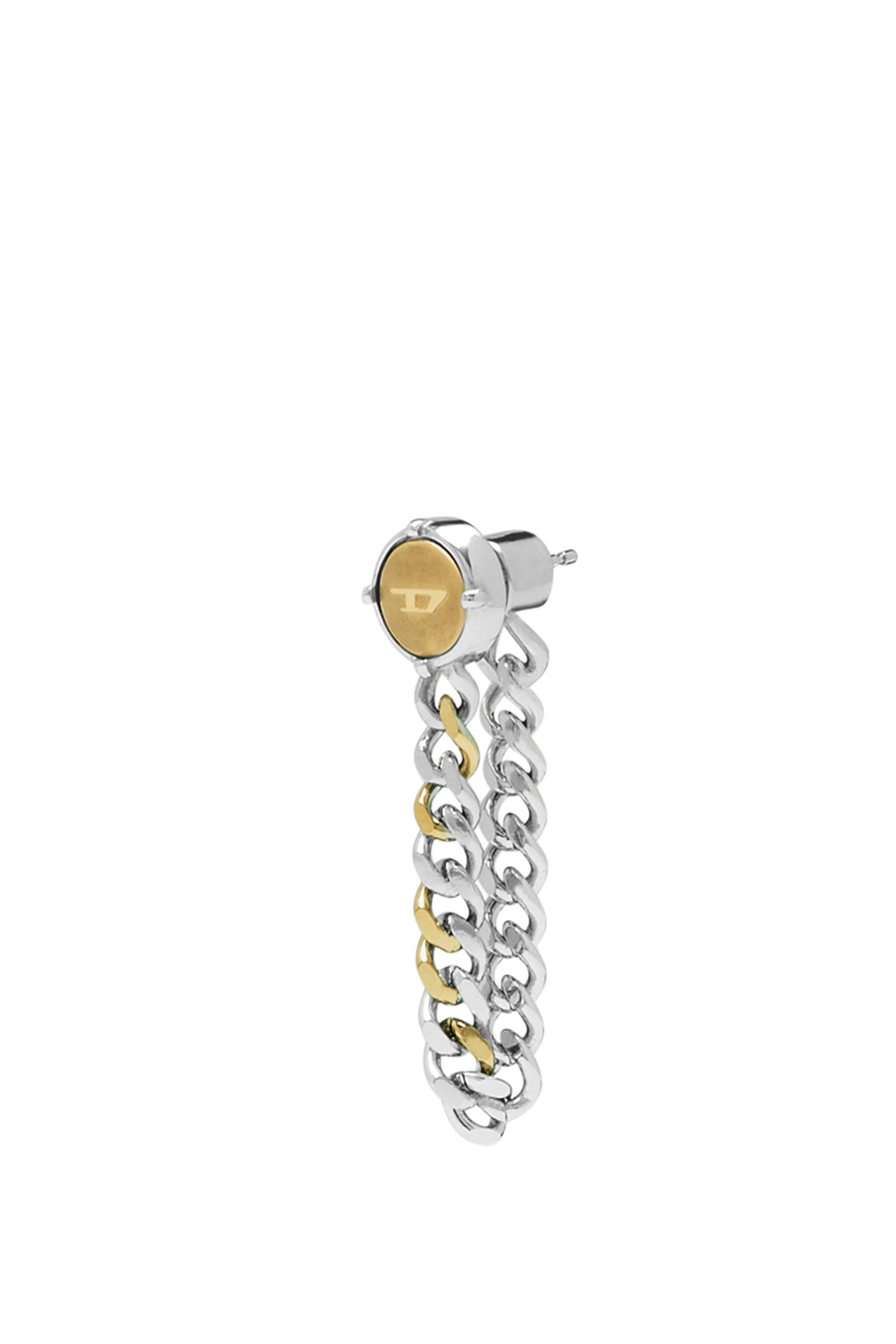 Diesel - DX1353, Unisex's Single stud drop chain stainless steel earring in Silver - 1