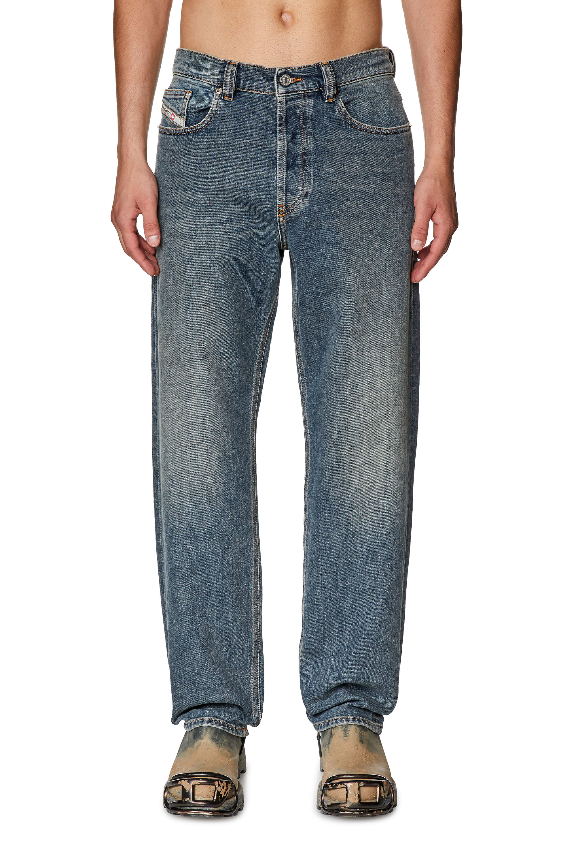Diesel - Straight Jeans 2010 D-Macs 09F74, Man's Straight Jeans - 2010 D-Macs in Medium blue - 1