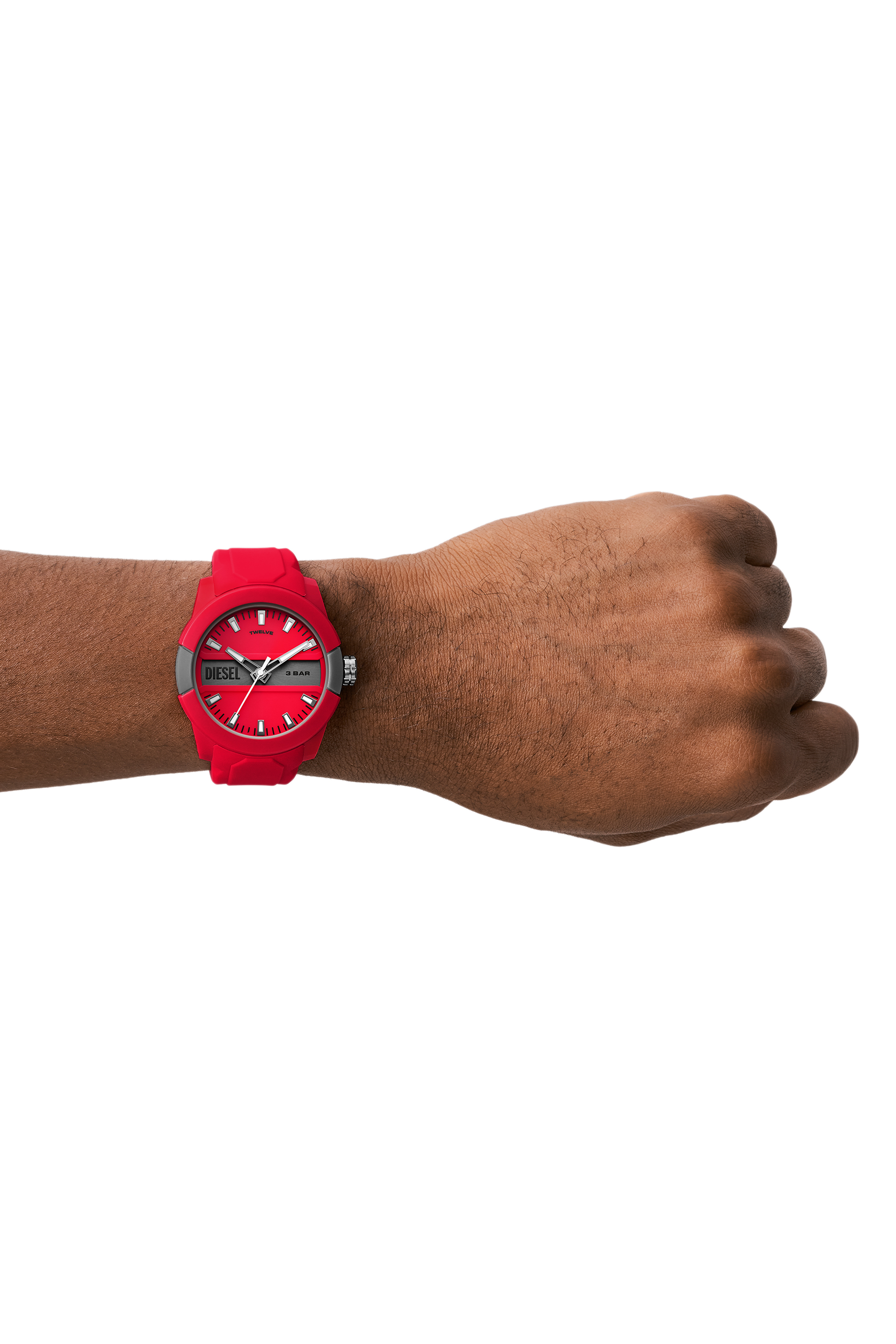 Diesel - DZ1980, Unisex's Double up three-hand red silicone watch in Red - 4