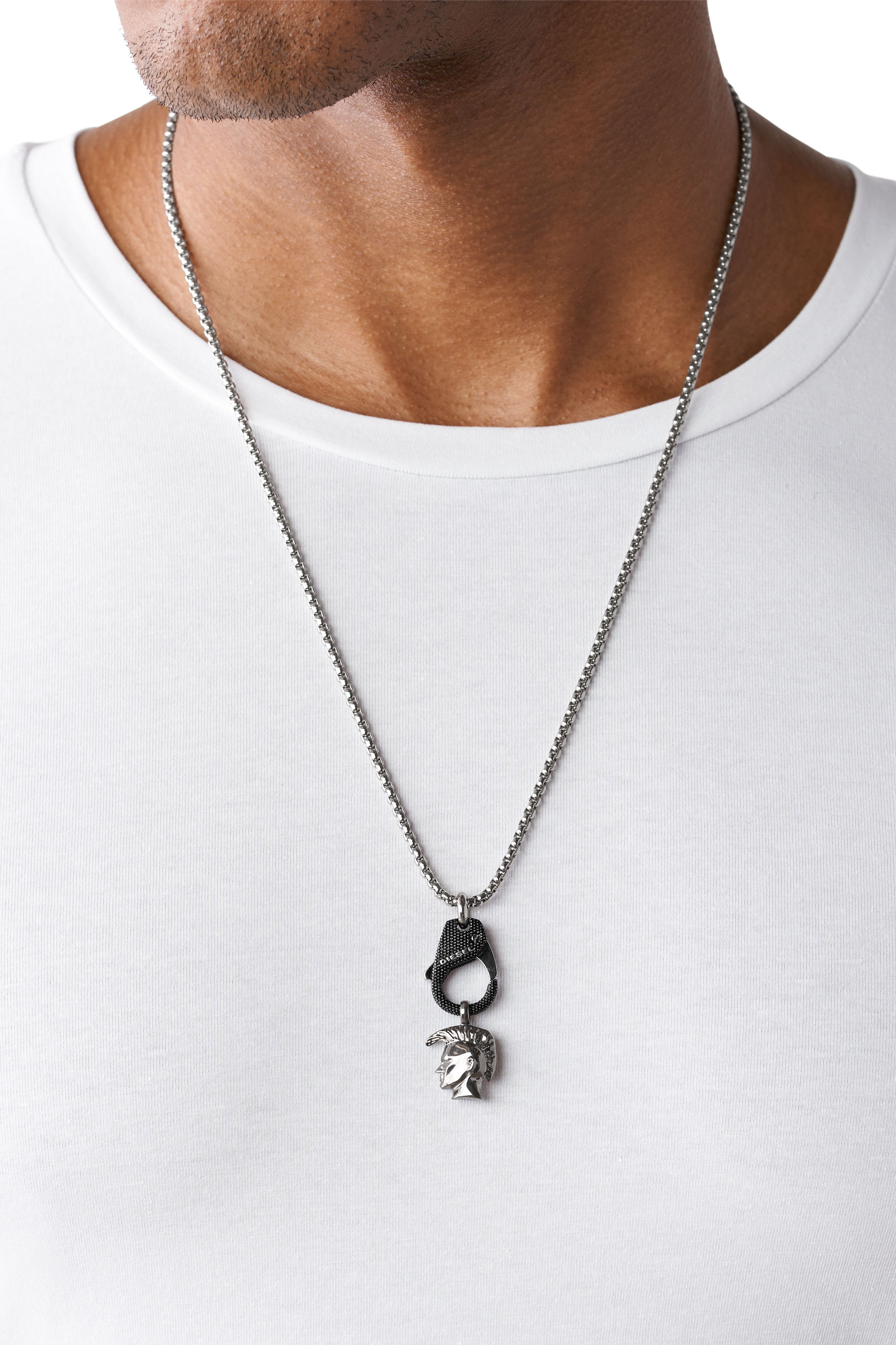 Diesel - DX1148, Man's Stainless steel pendant necklace in Silver/Black - 3