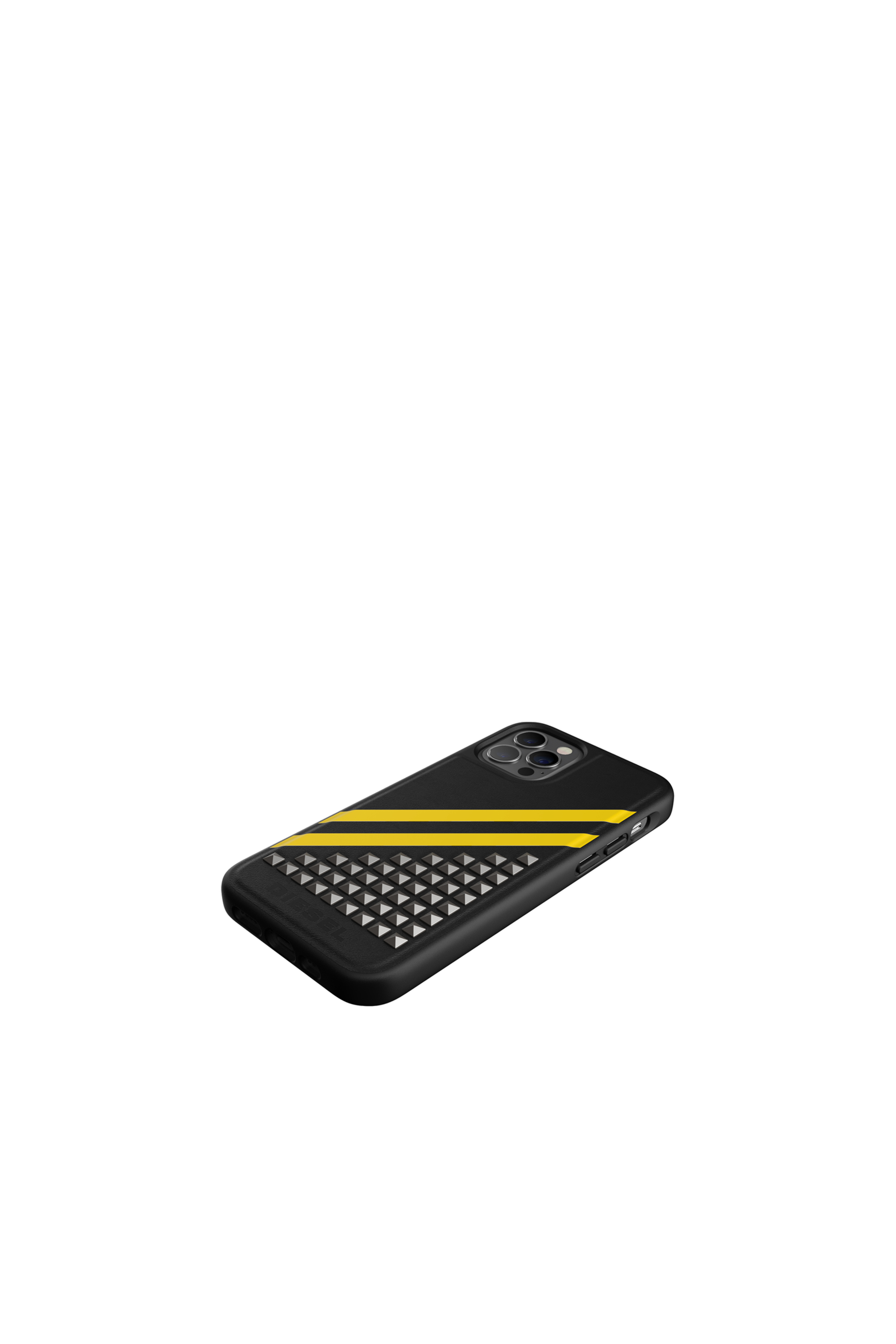 Diesel - 44285  STANDARD CASES, Unisex's Moulded case premium leather for iPhone 12 / 12 Pro in Black/Yellow - 4
