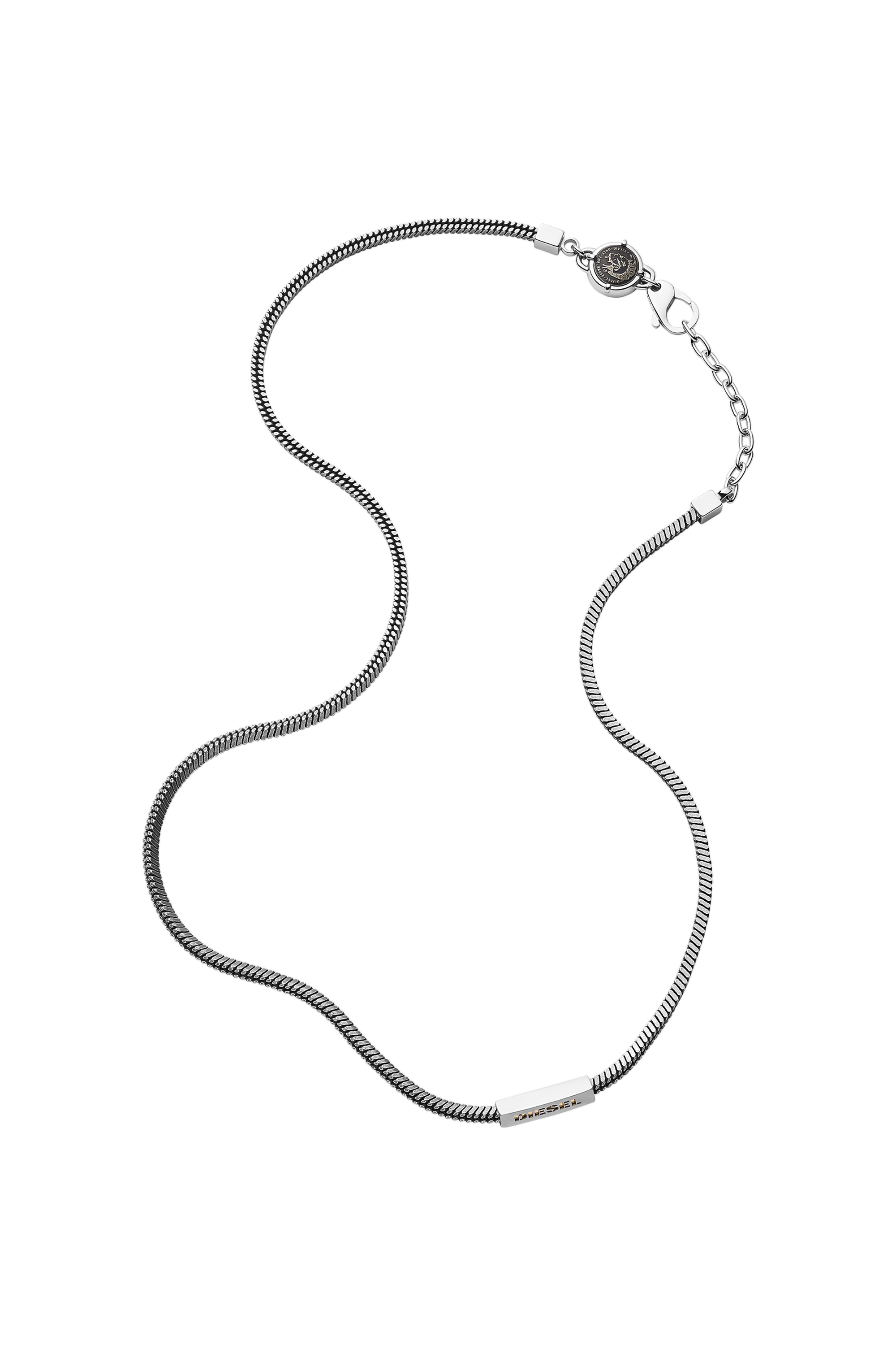 Diesel - DX1240, Man's Silver-tone brass square-chain necklace in Silver - 2