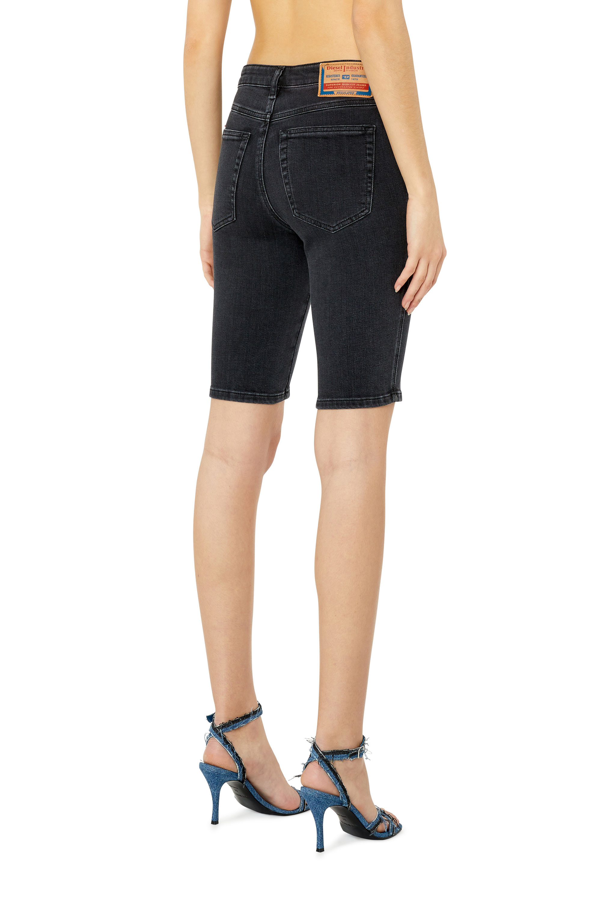 Diesel - DE-GINNY, Woman's Cycling shorts in denim in Black/Dark grey - 4