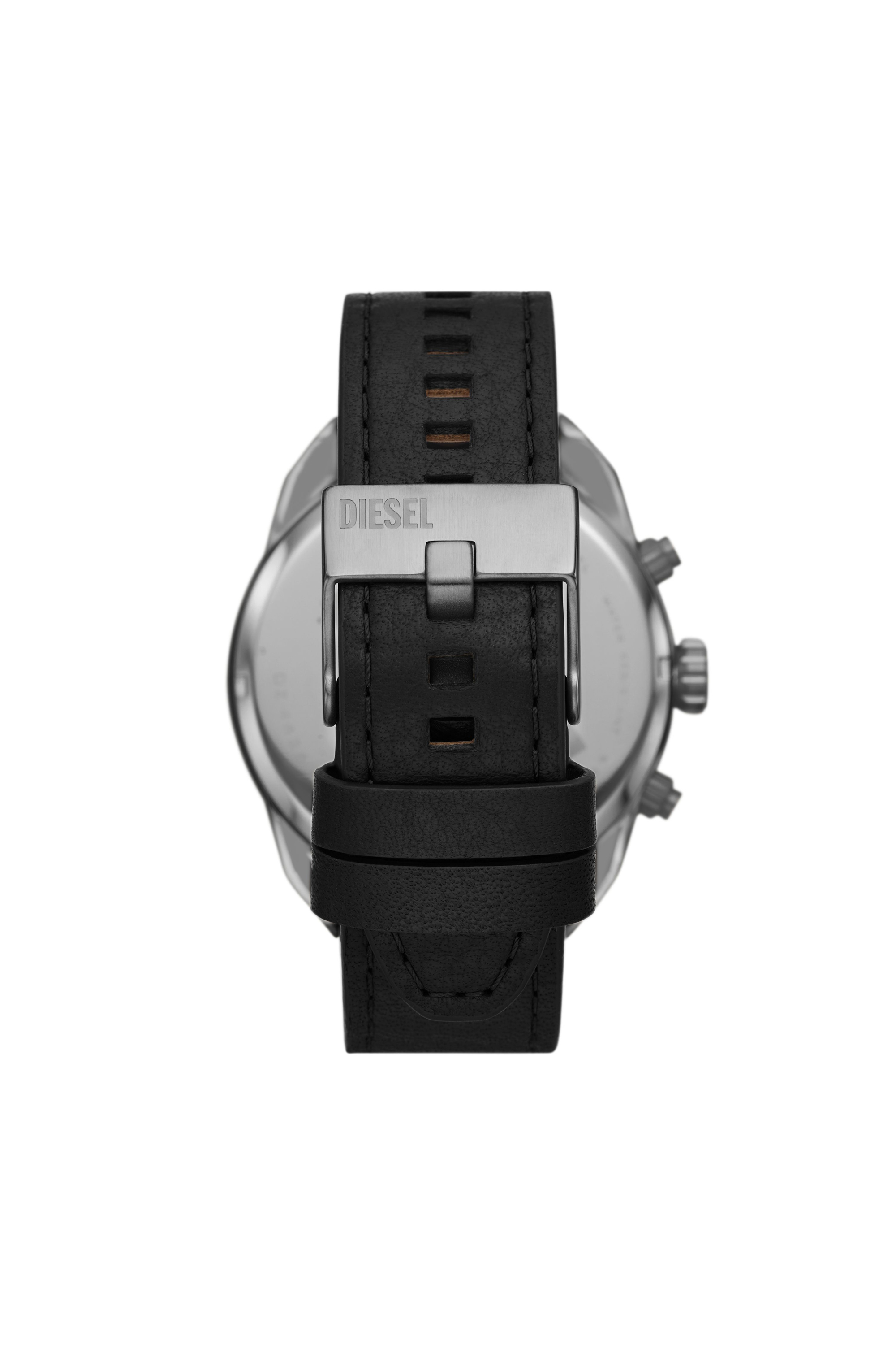 Diesel - DZ4626, Man's Spiked Black Leather Watch in Black/Dark grey - 2