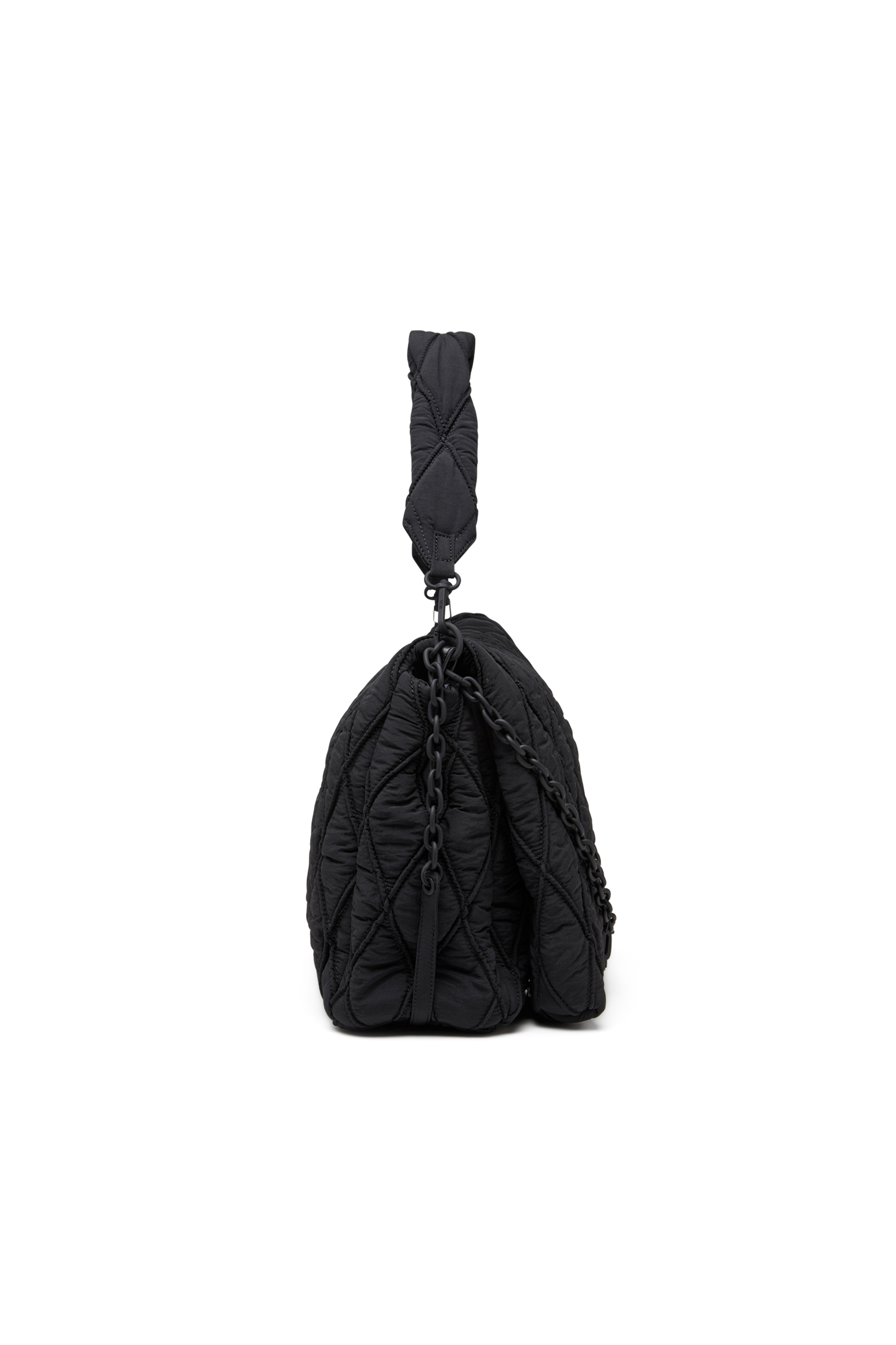 Diesel - CHARM-D SHOULDER L, Woman's Shoulder bag in quilted washed nylon in Black - 3