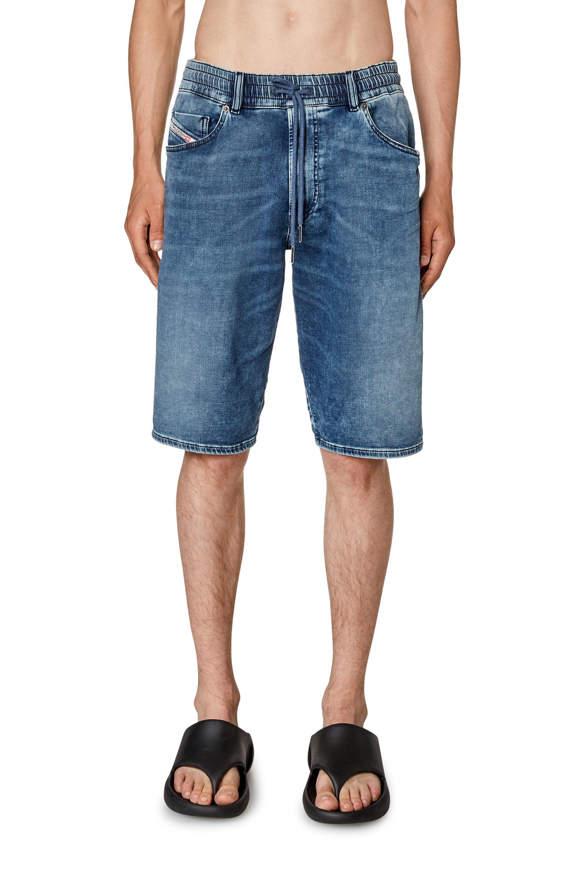 Diesel - D-KROOLEY-SHORT JOGG, Man's Shorts in Track Denim with lived-in look in Medium blue - 1
