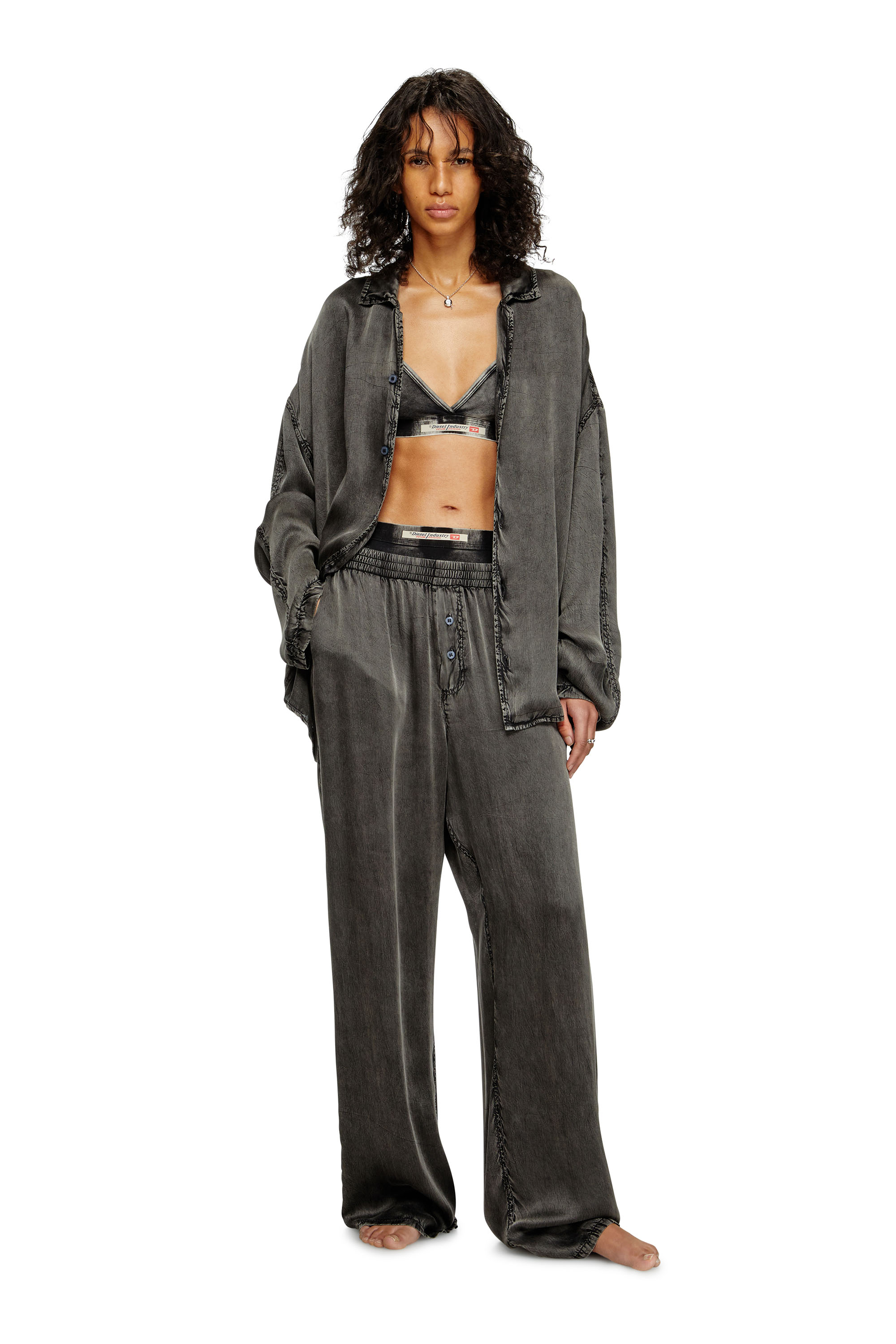 Diesel - SET-KEITH-DNM, Unisex's Fluid pyjamas with denim effect in Black - 2
