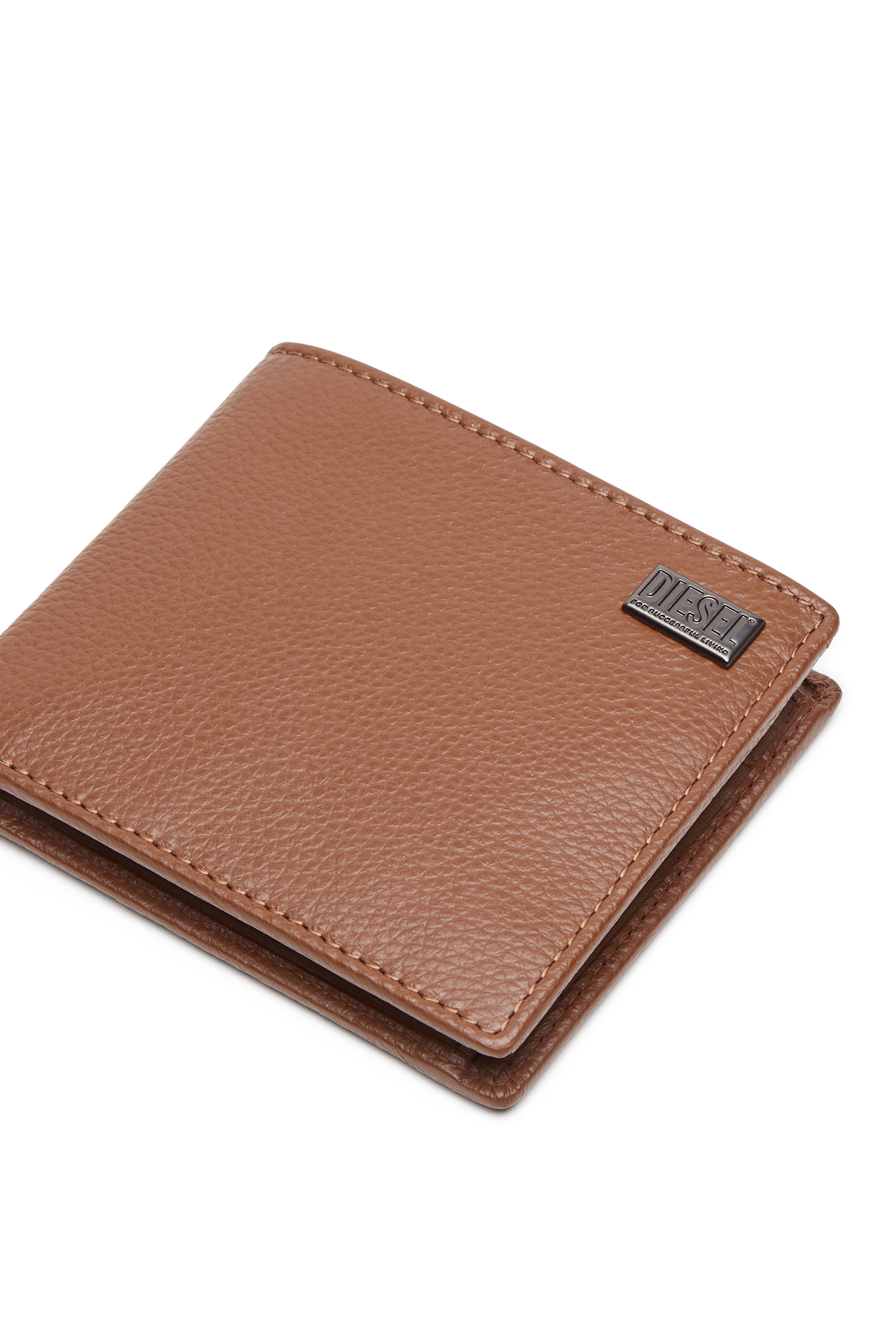 Diesel - MEDAL-D BI-FOLD COIN S, Man's Bi-fold wallet in grainy leather in Brown - 4