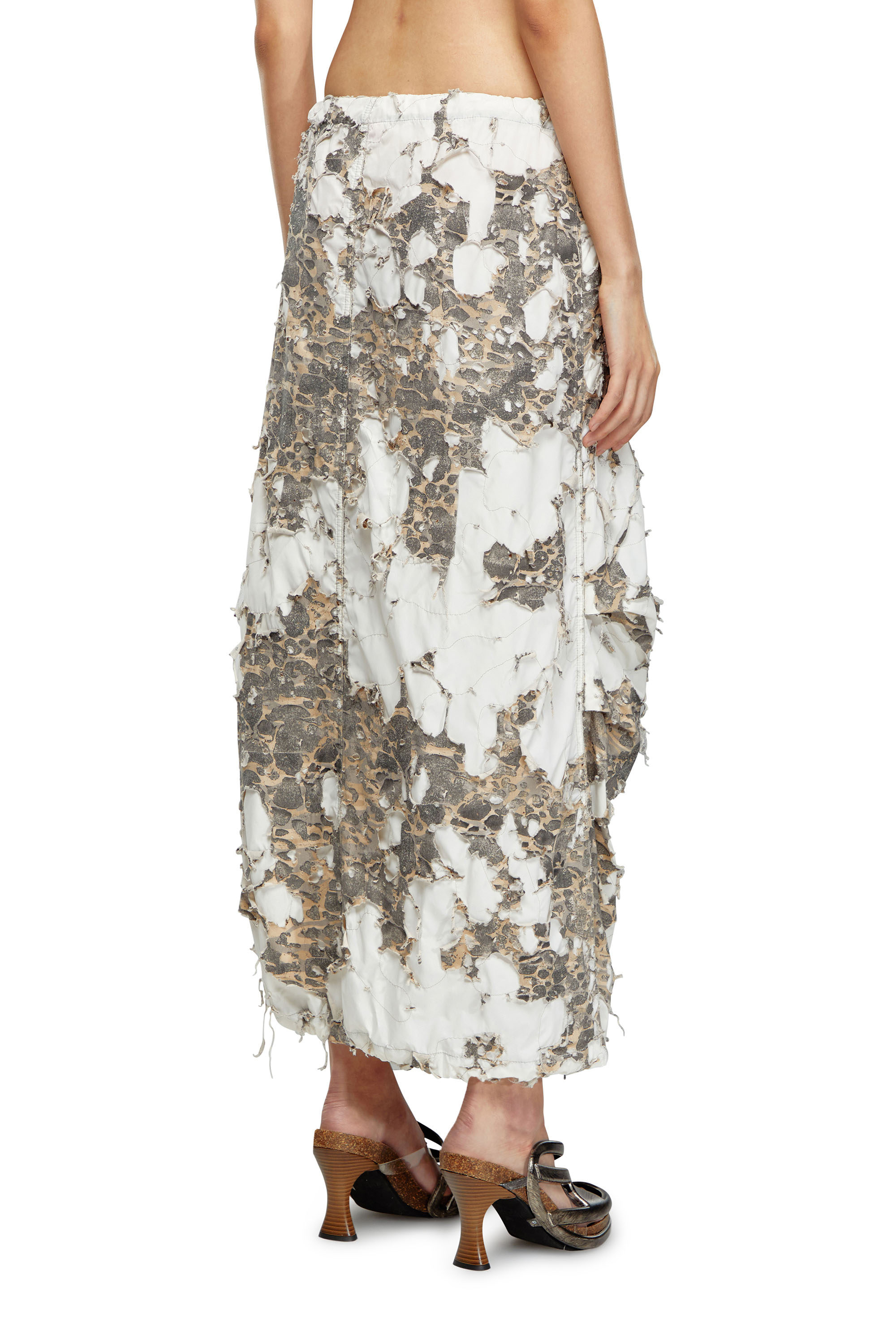 Diesel - O-HOCKYS, Woman's Long skirt with destroyed camo layer in White - 4