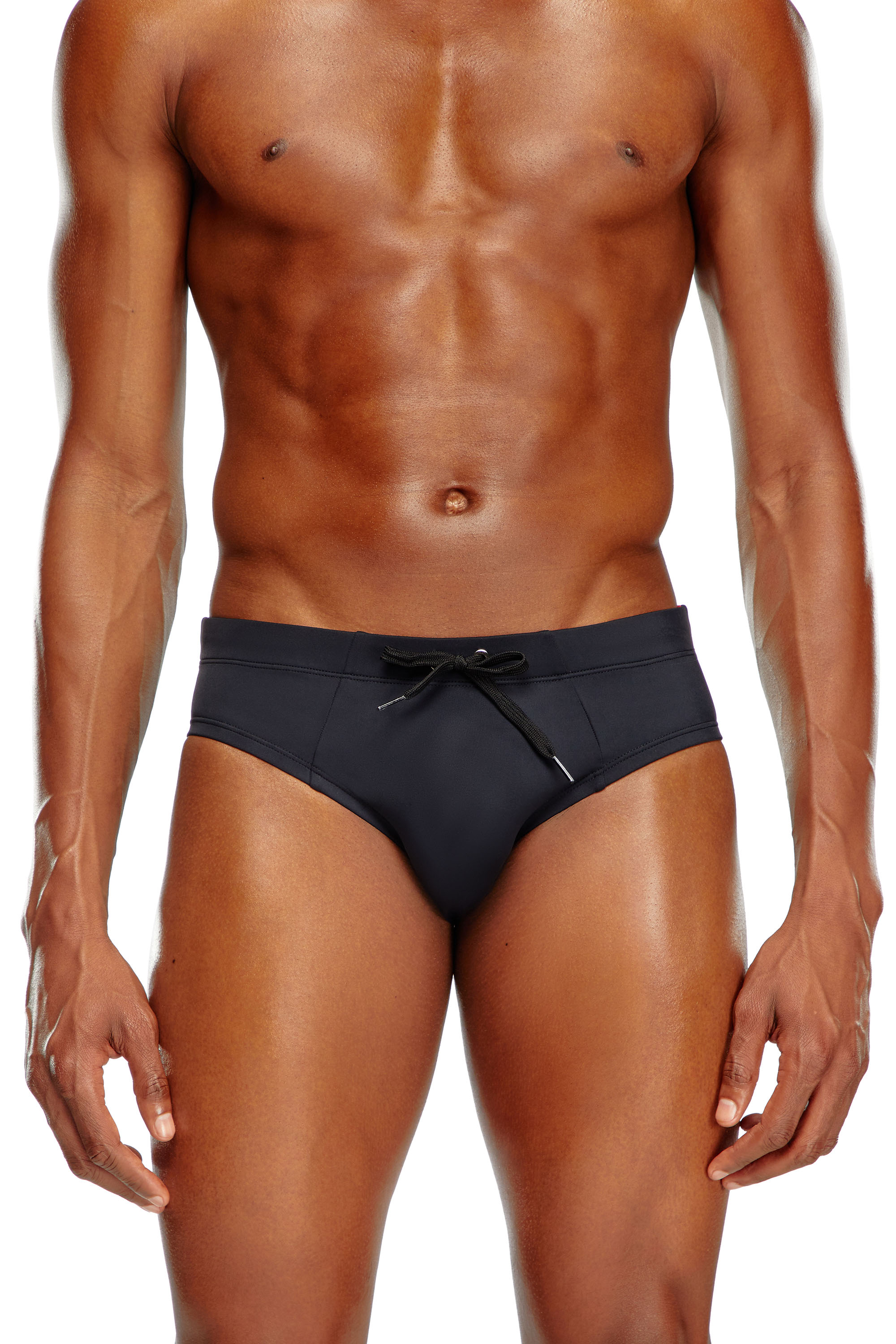 Diesel - BMBR-ALFIE, Man's Swim briefs with back logo print in Black/Red - 2
