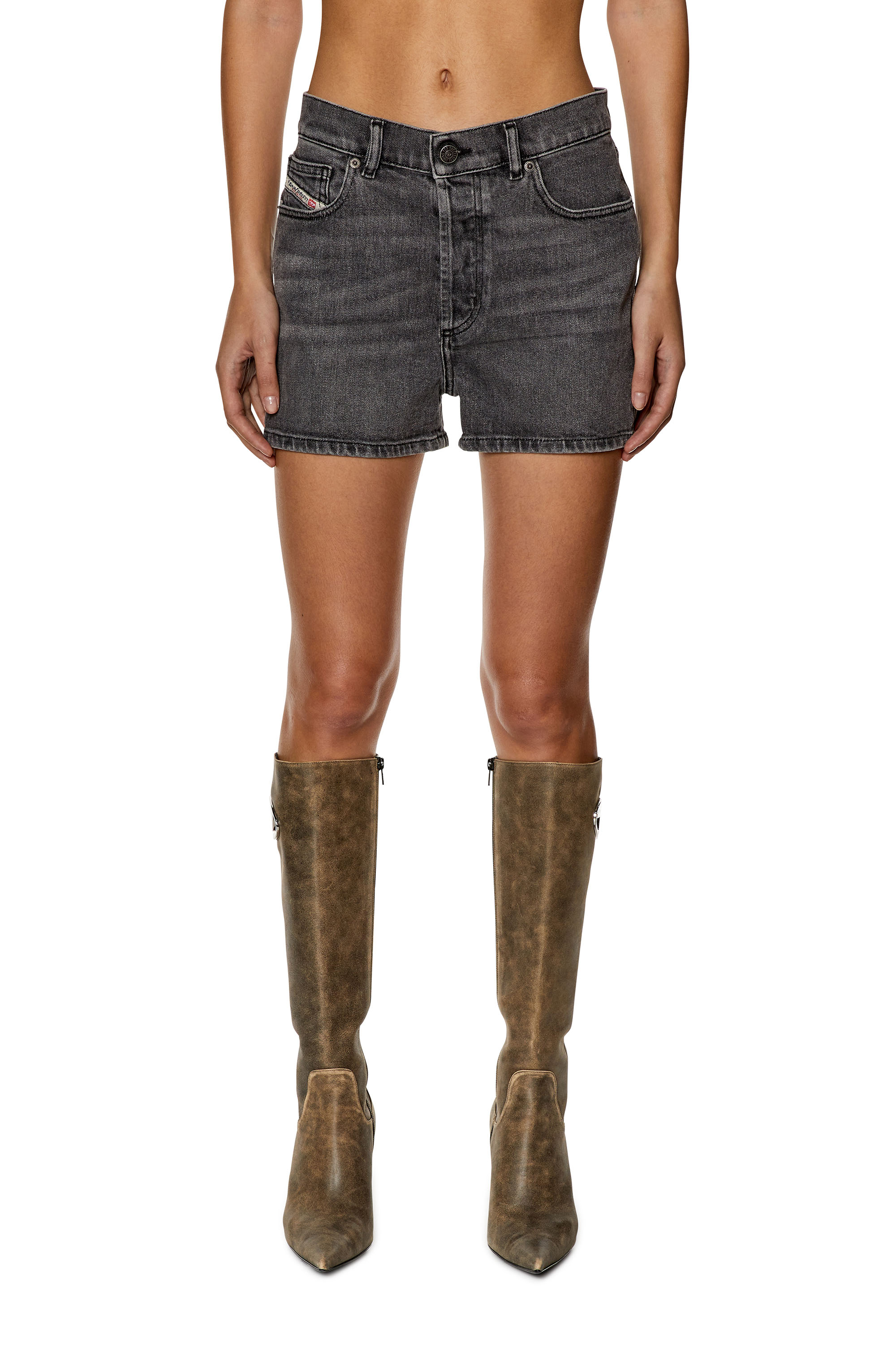 Diesel - D-GER, Woman's Denim shorts in Black/Dark grey - 1