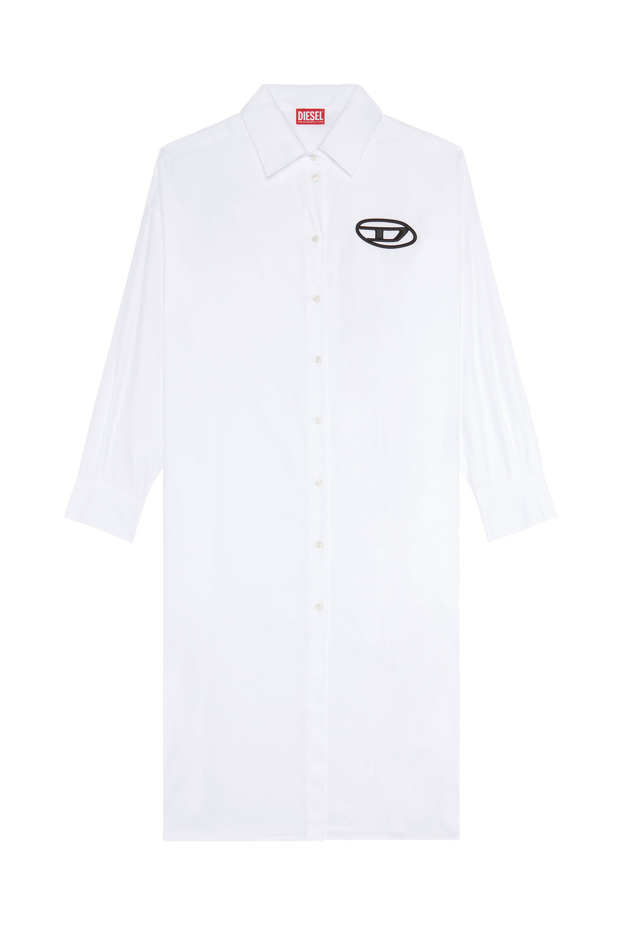 Diesel - D-LUN, Woman's Shirt dress with maxi oval D embroidery in White - 2