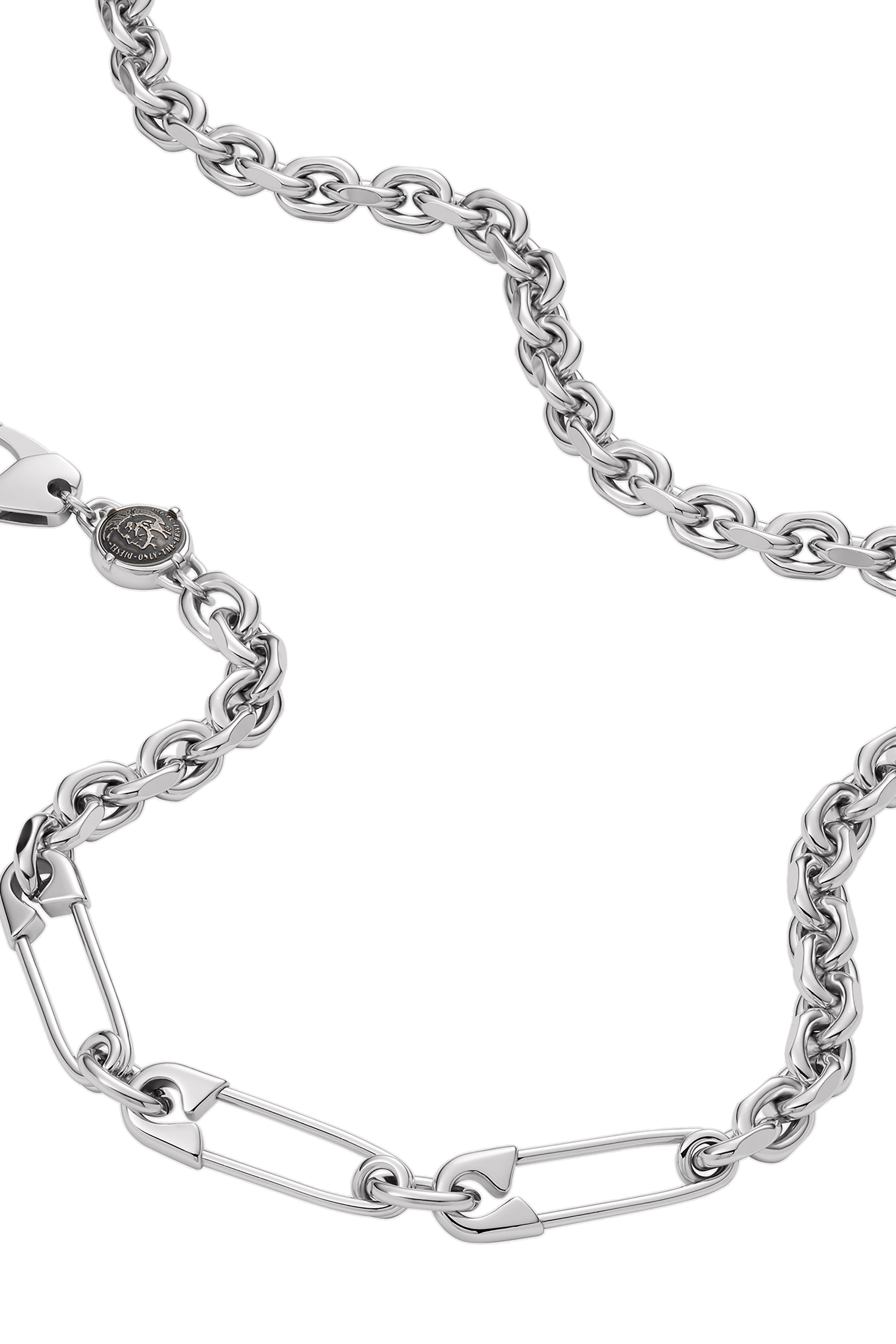 Diesel - DX1303, Man's Stainless steel chain-link and safety pin necklace in Silver - 1