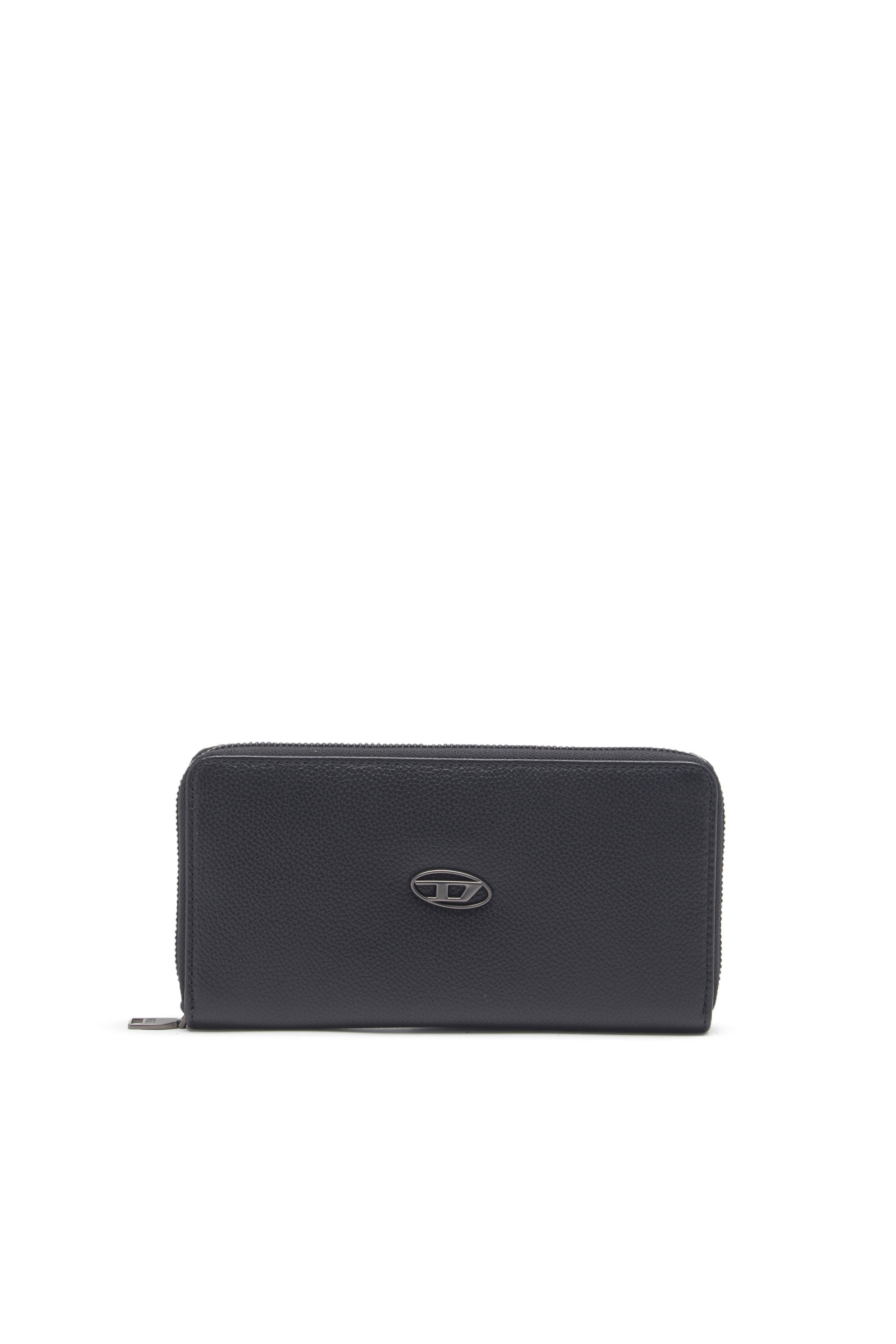 Diesel - CONTINENTAL ZIP L, Man's Leather zip-around wallet with logo plaque in Black - 1