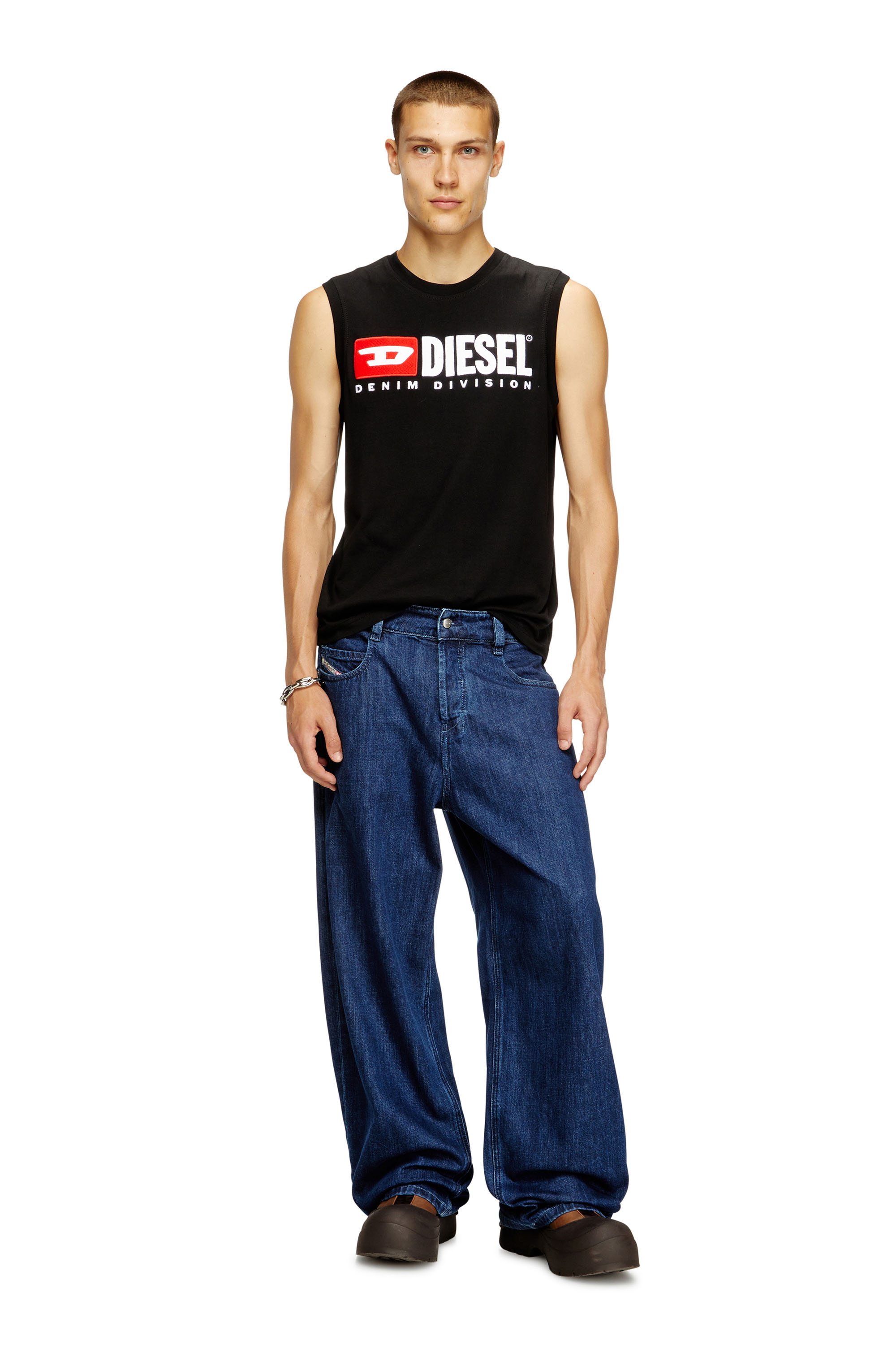 Diesel - T-ISCO-DIV, Man's Tank top with chest logo print in Black - 2