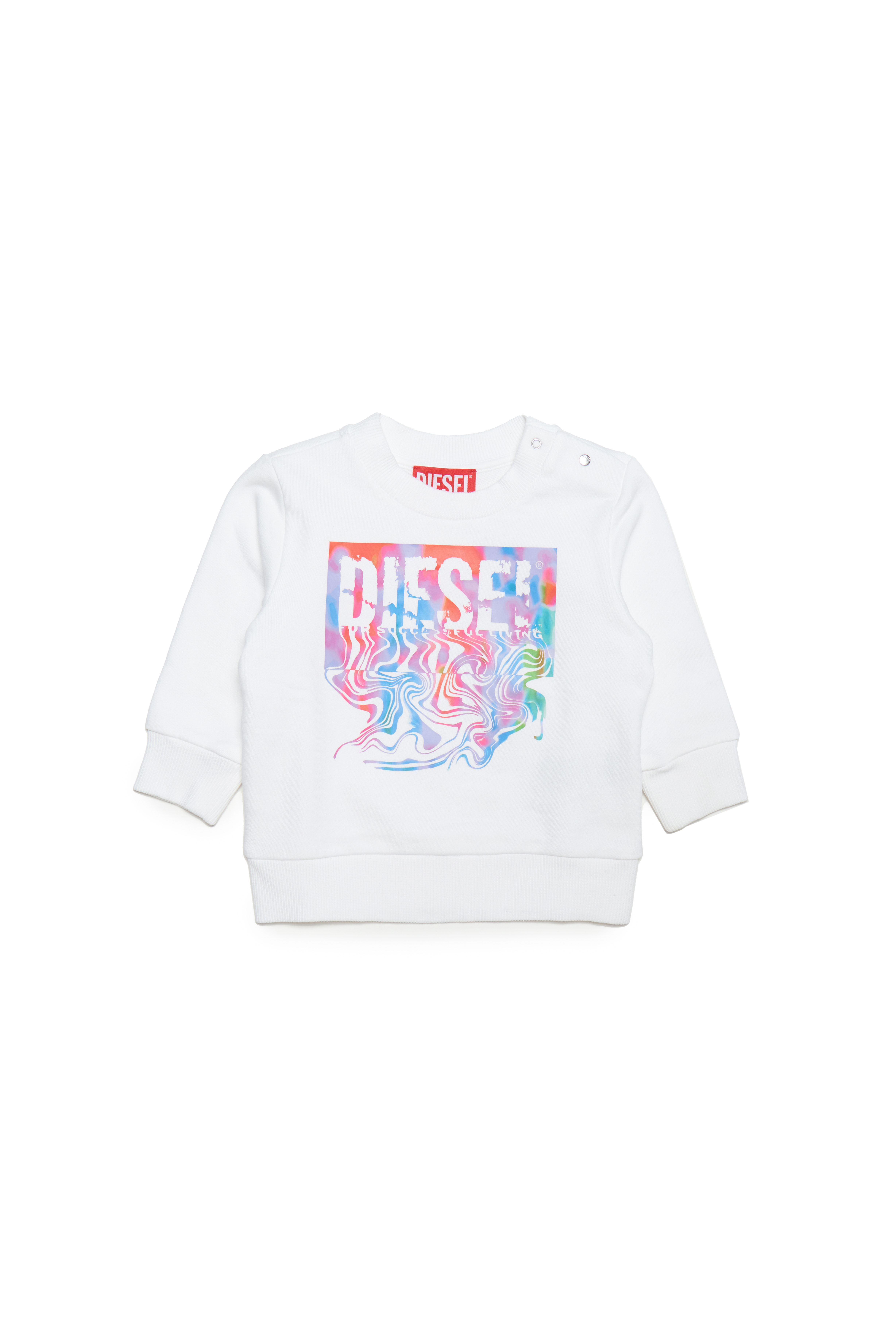 Diesel - SCOMIB, Unisex's Cotton sweatshirt with fluid logo in White - 1