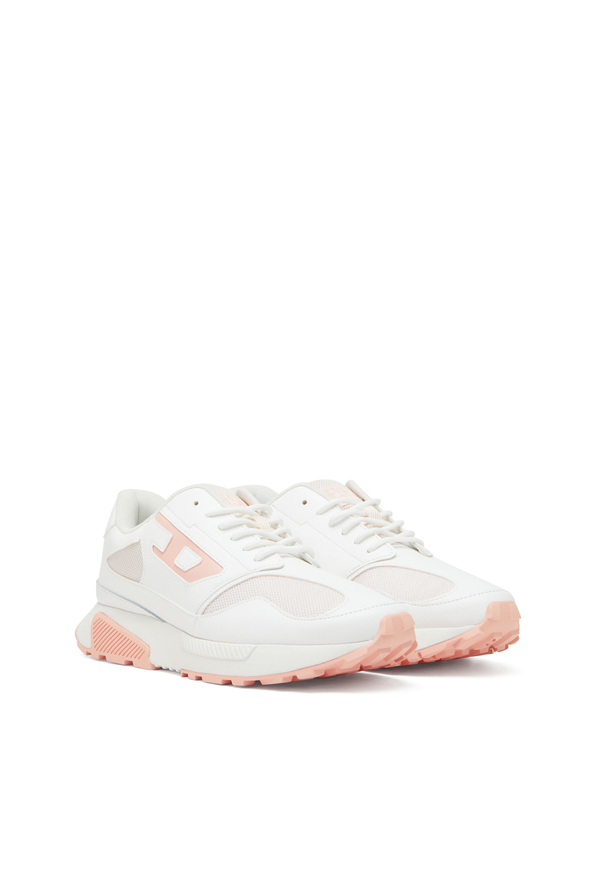 Diesel - S-TAME-D RUNNING W, Woman's S-Tame-D-Mesh and suede sneakers with metallic logo in White/Pink - 2