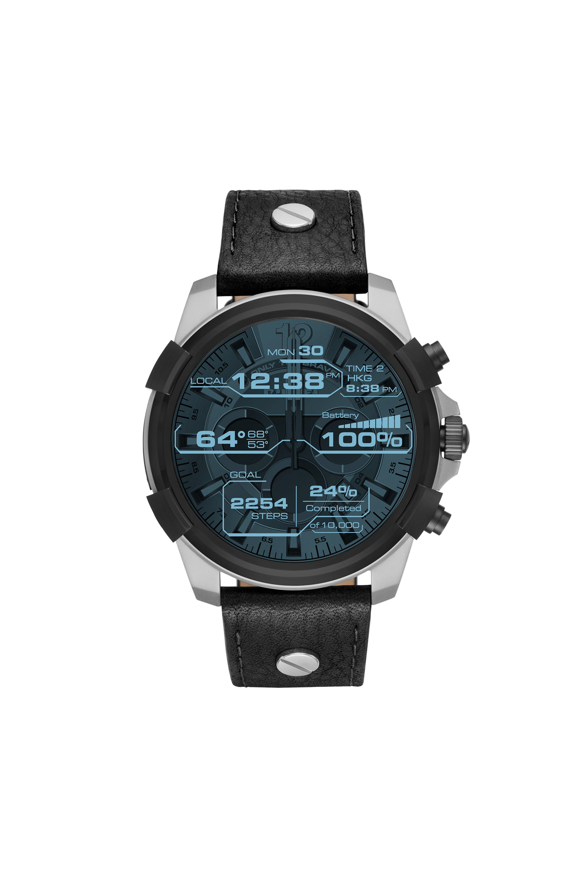 Diesel - DT2001, Man's Leather smartwatch with steel case, 48 mm in Black - 4