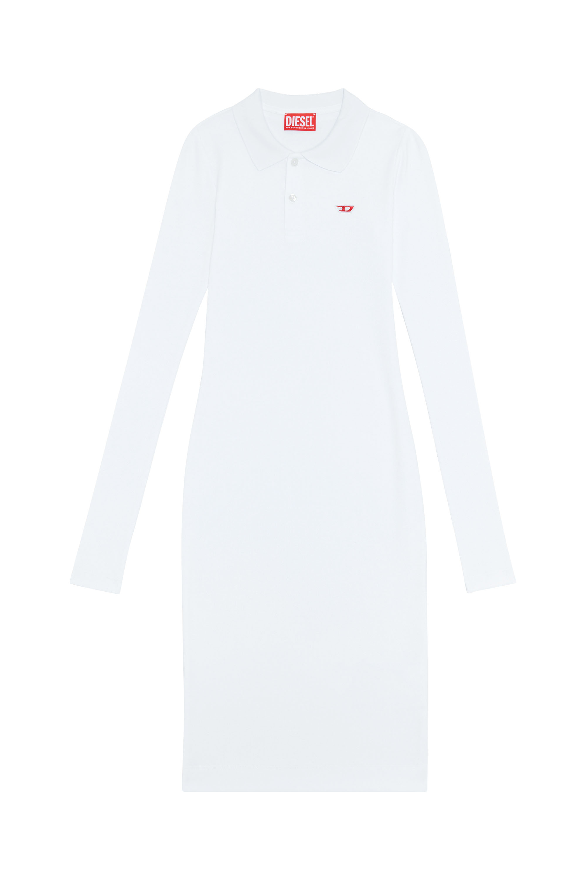 Diesel - D-RIBENNY-LS-D, Woman's Polo dress with D logo in White - 2