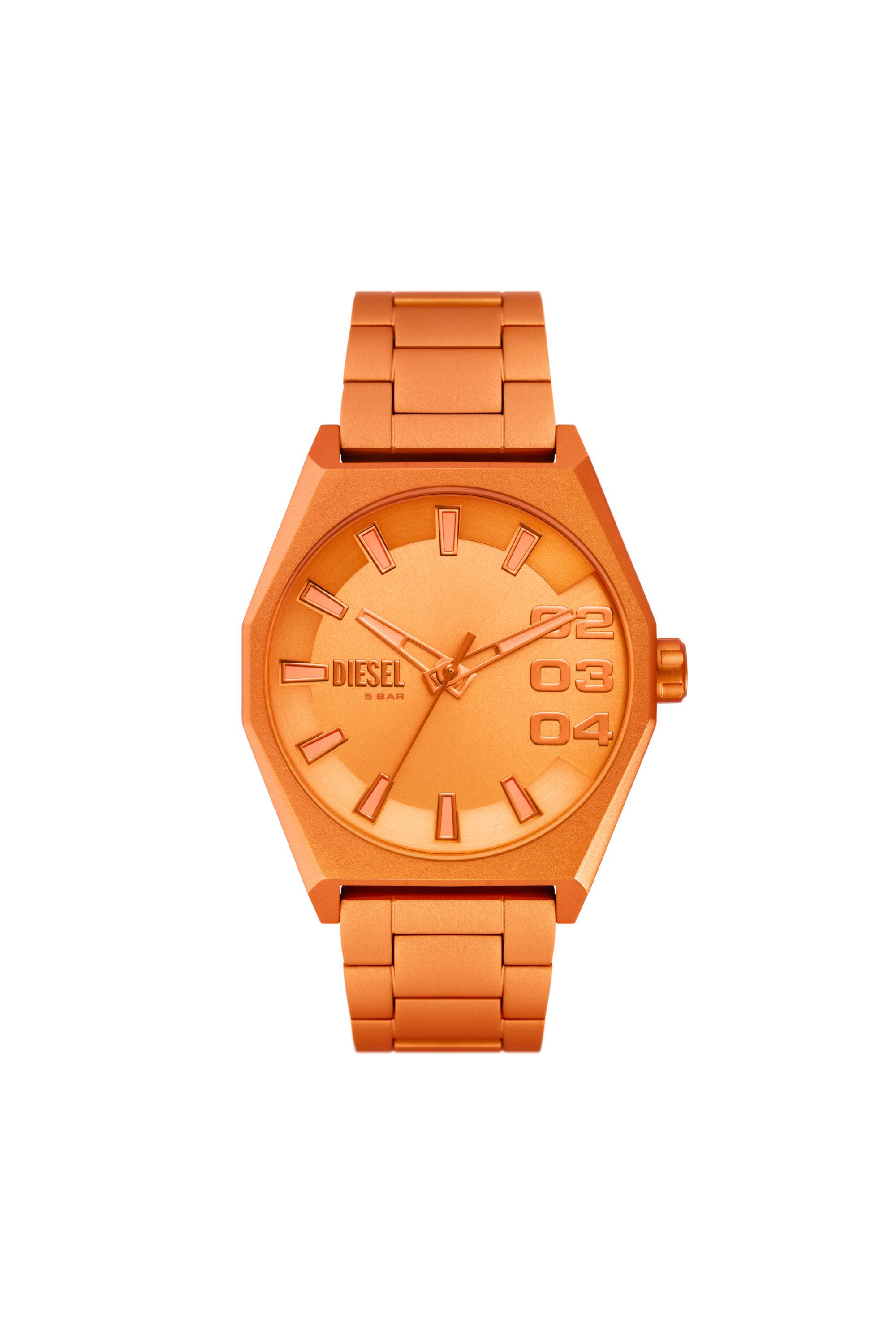 Diesel - DZ2209, Man's Scraper three-hand orange aluminum watch in Orange - 1