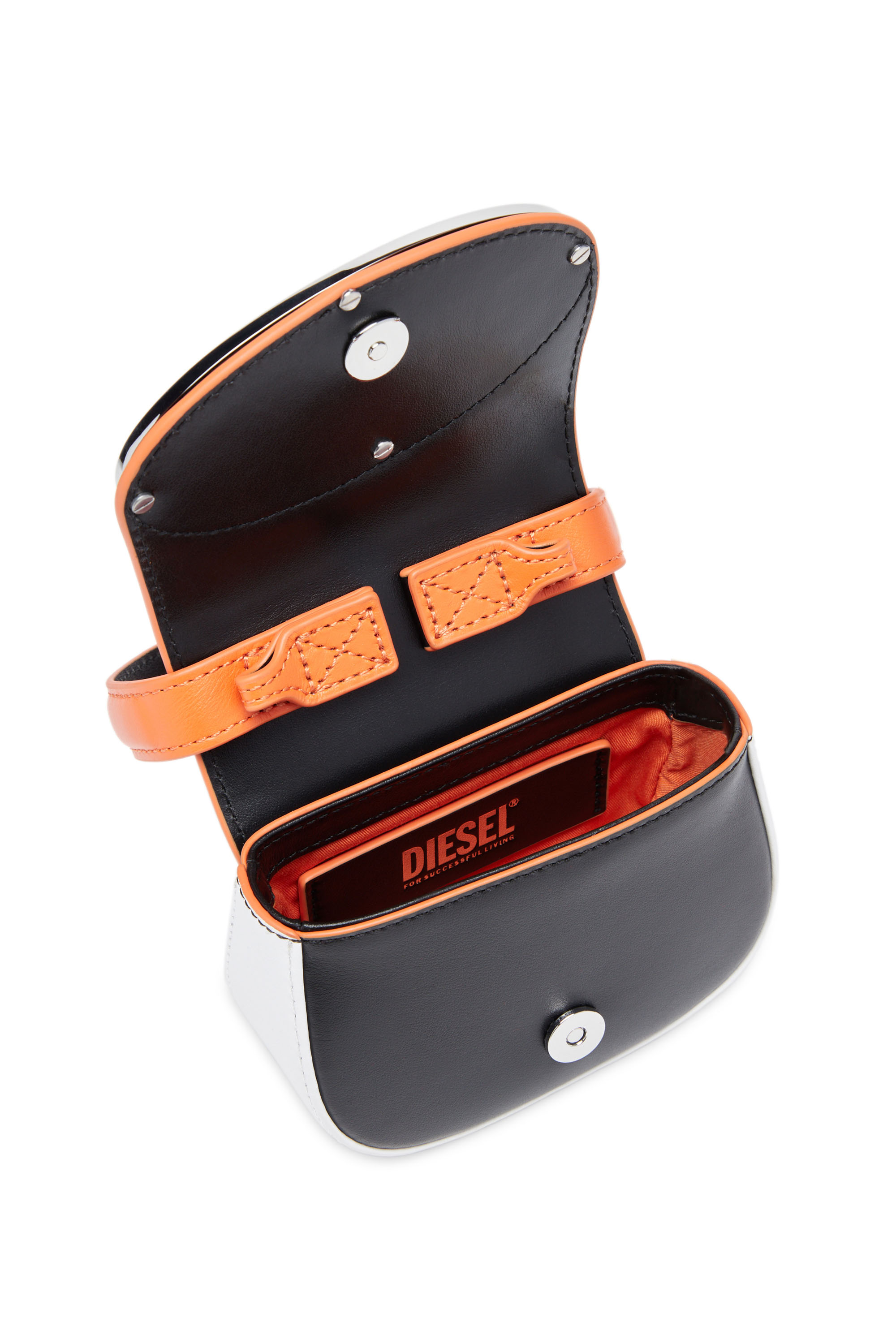 Diesel - 1DR XS, Woman's 1DR XS - Iconic mini bag in colour-block nappa in Black/Orange - 4