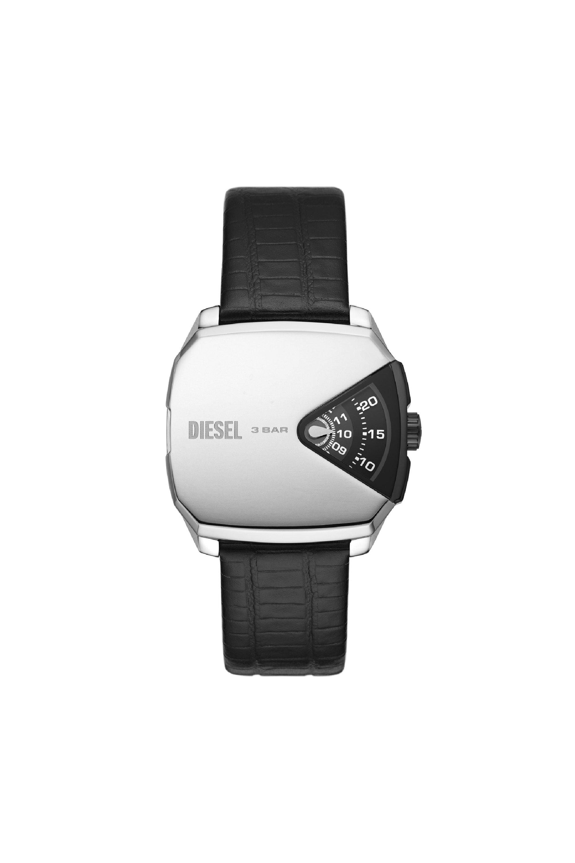 Diesel - DZ2153, Man's D.V.A. leather watch in Black - 1