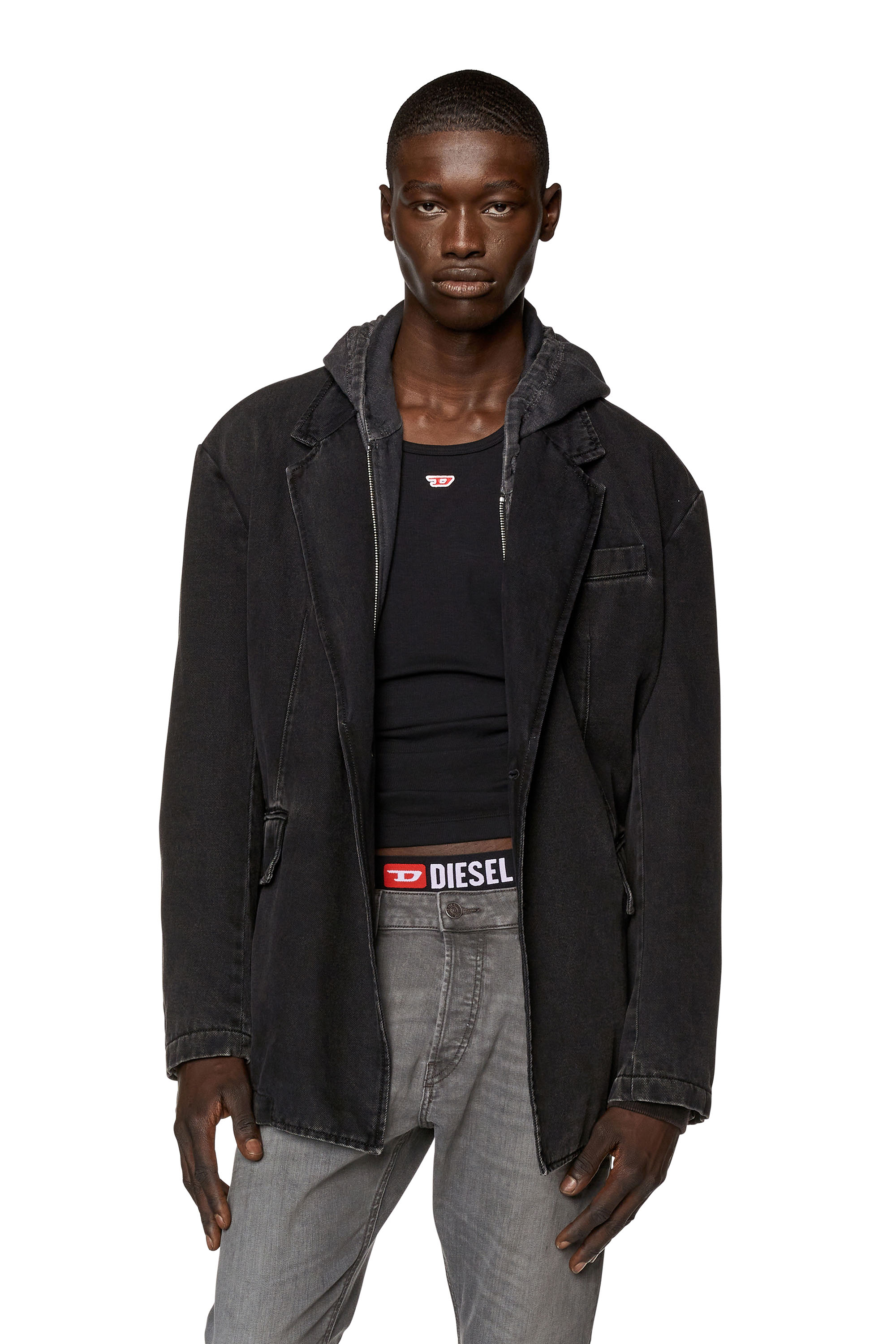 Diesel - D-BLAZ, Man's Denim Blazer in Black - 1