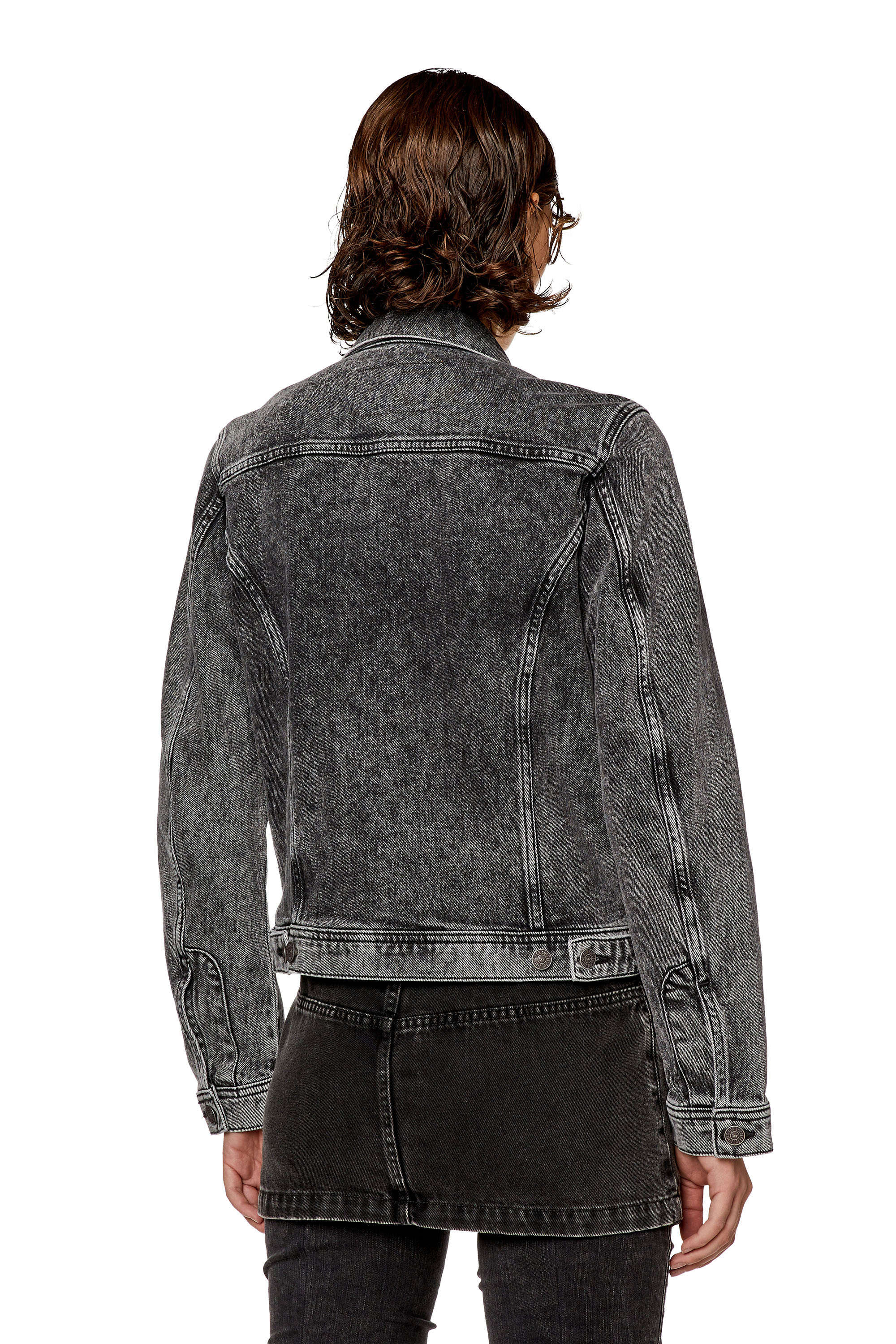 Diesel - DE-BONNY, Woman's Trucker jacket in lightly treated denim in Dark grey - 4