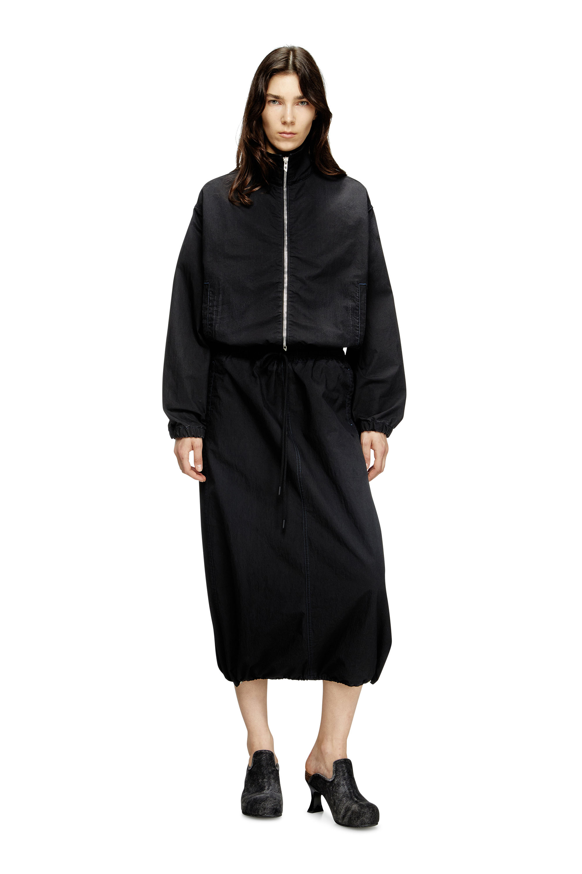 Diesel - DE-OREN-C JOGG, Woman's Midi skirt in technical JoggJeans in Black - 2