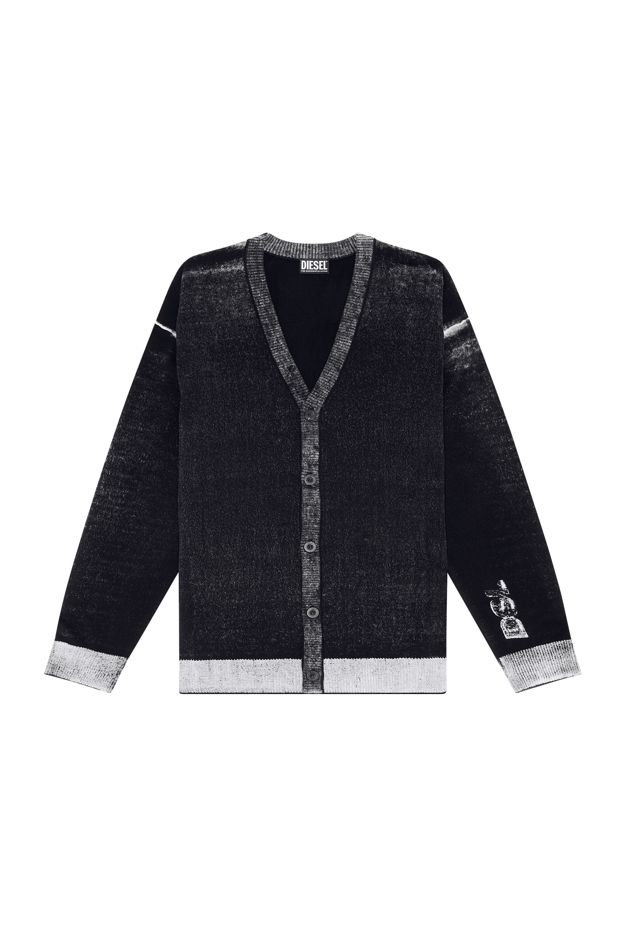 Diesel - K-LARENCE CARDIGAN, Man's Treated cardigan with DSL logo in Black - 3