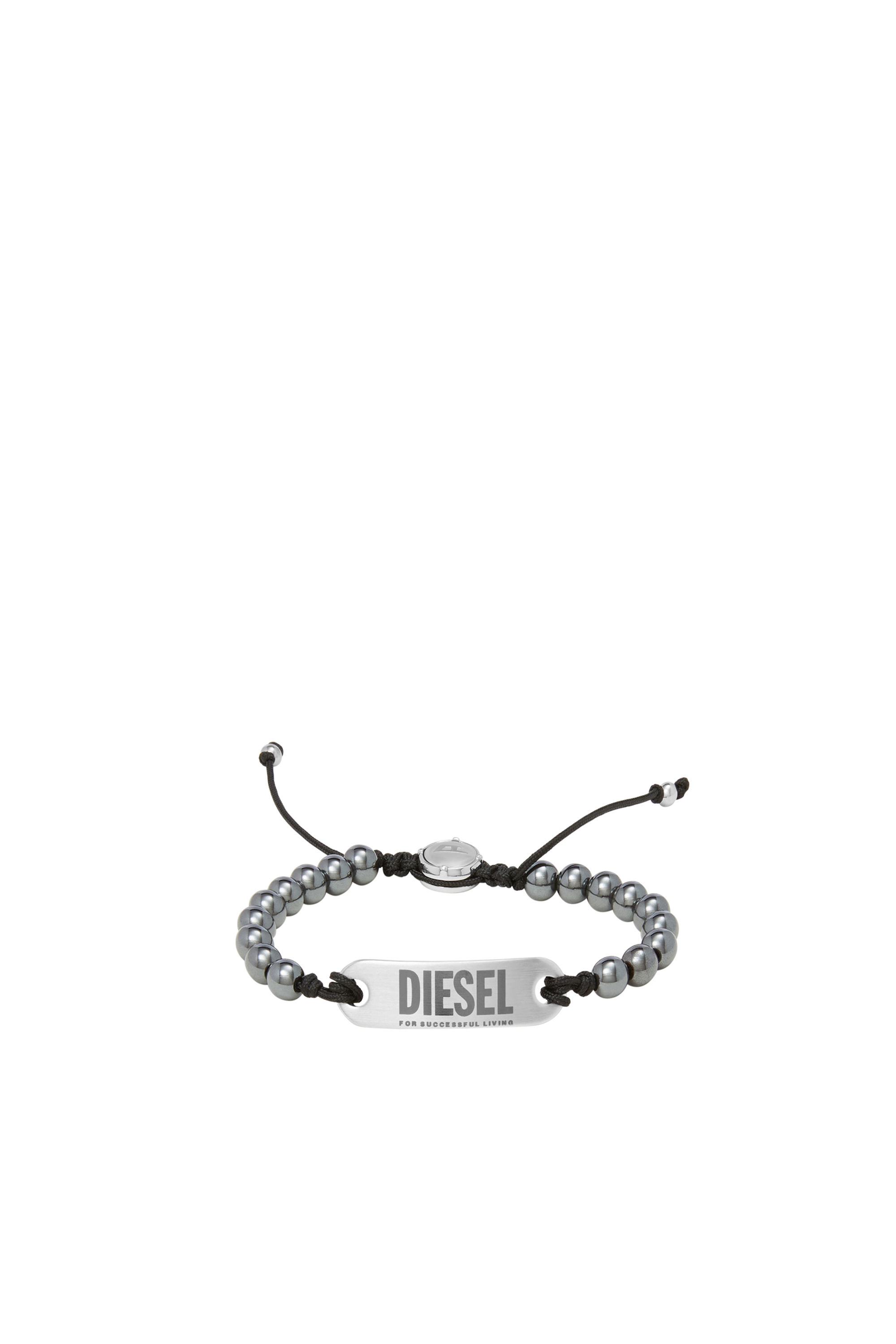 Diesel - DX1359, Man's Silver ID gray agate Beaded bracelet in Grey - 1
